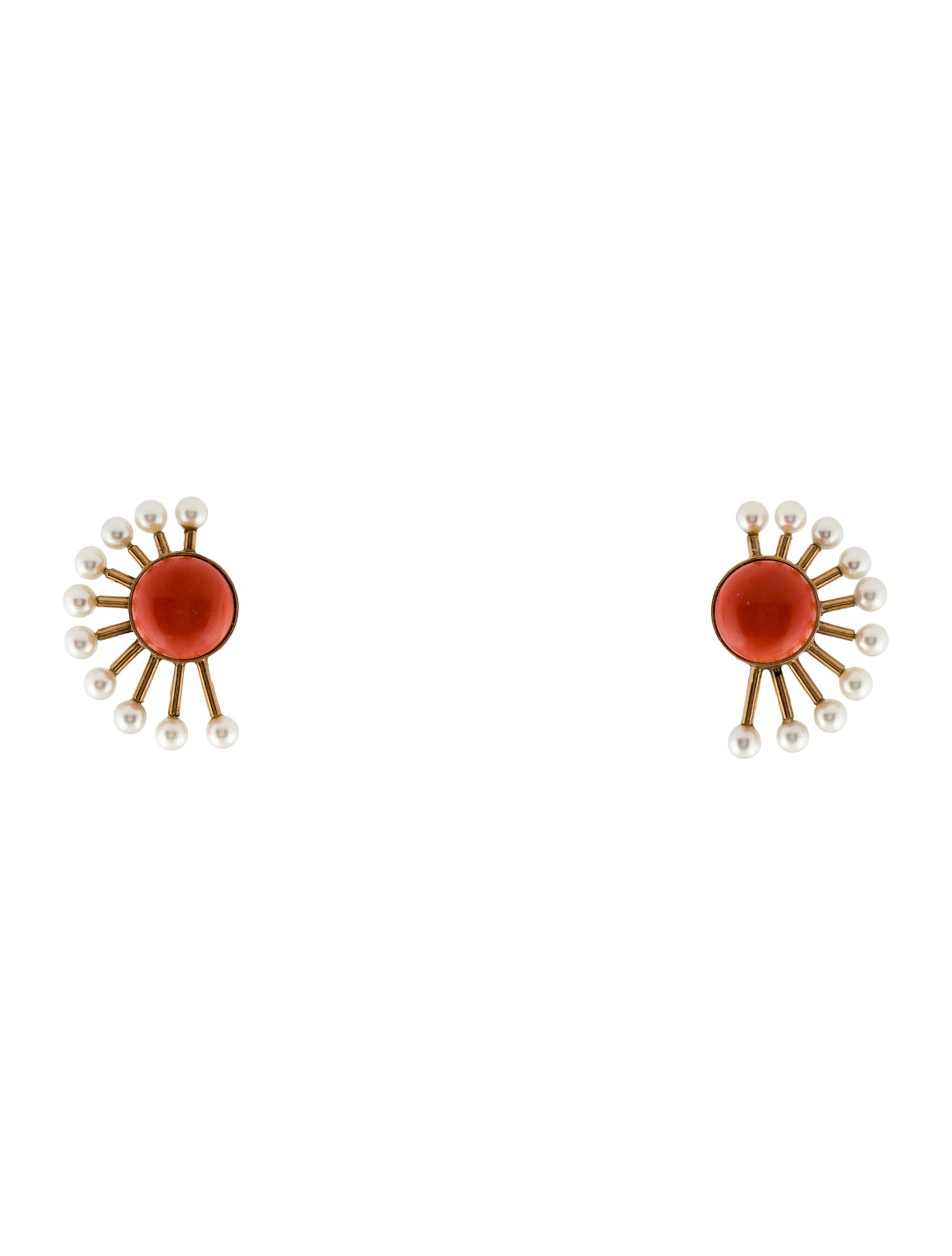 Earrings 14K Pearl & Coral Clip-On