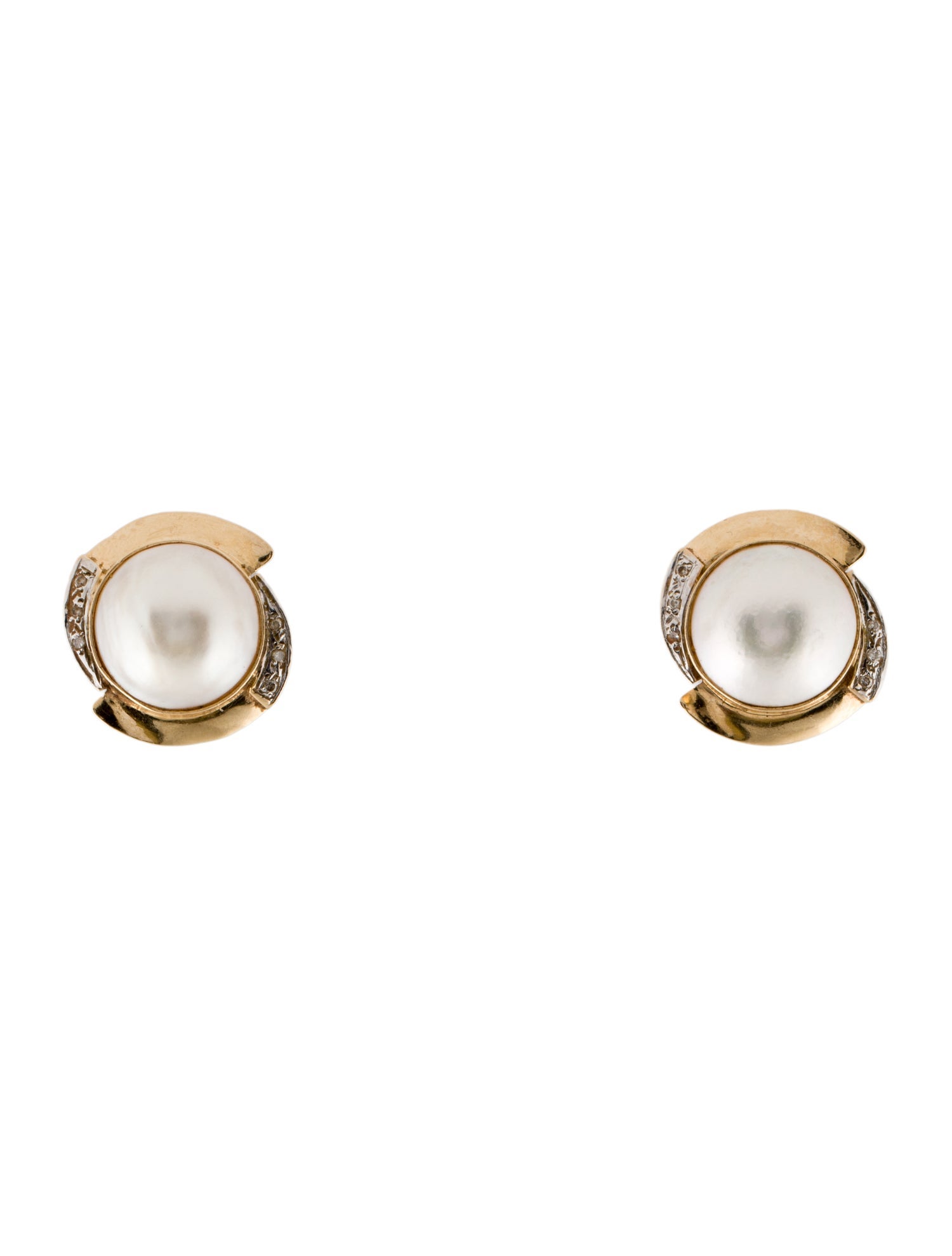 Earrings 14K Pearl & Diamond Clip-On