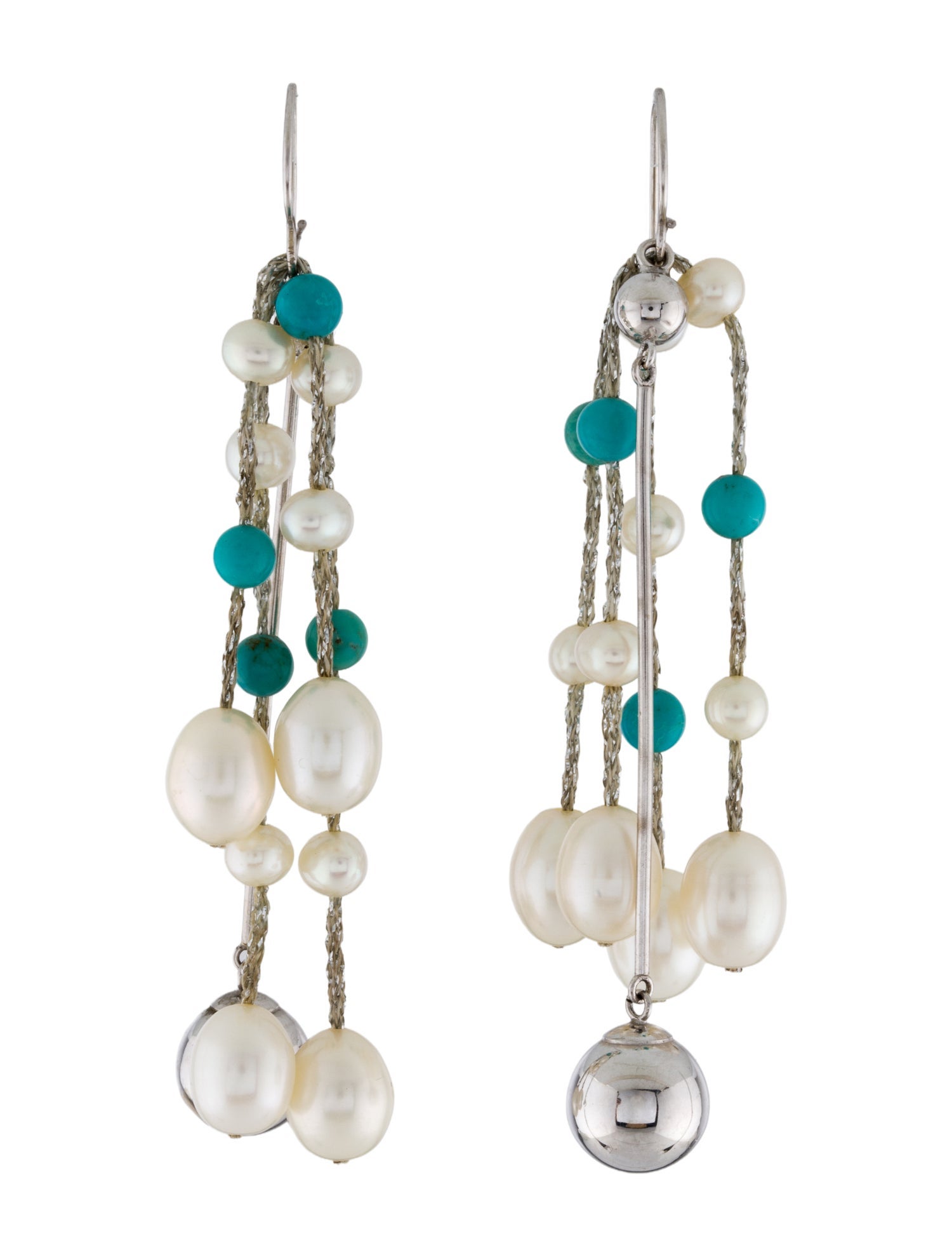 Earrings 14K Pearl & Turquoise Bead Drop