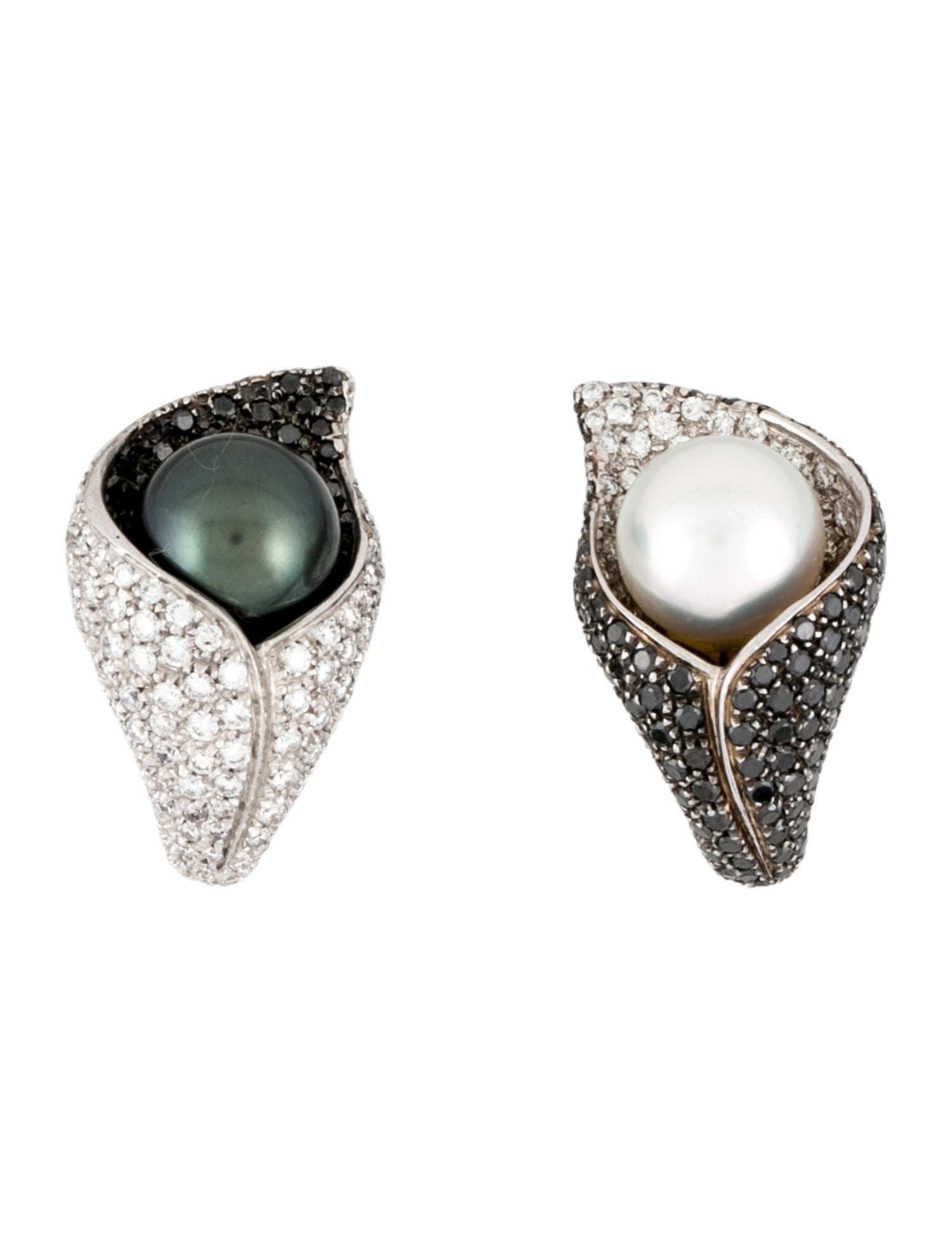 Earrings 18K Pearl & Diamond Calla Lili Clip-On