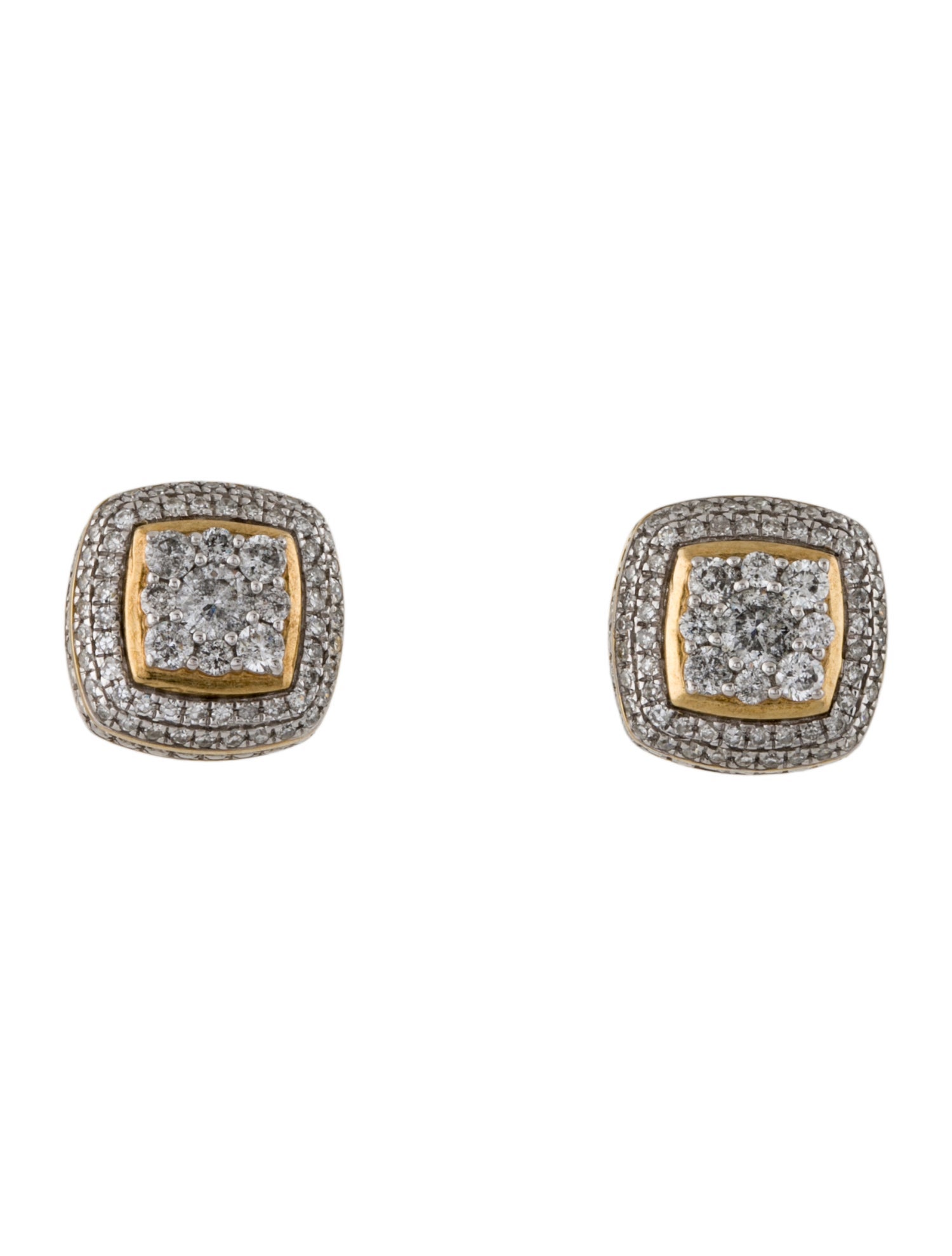 Earrings 10K 1.10ctw Diamond Cluster Stud