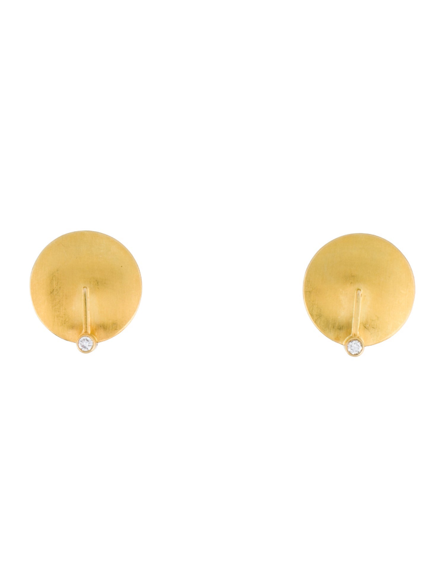 Earrings 18K Diamond Disk Stud