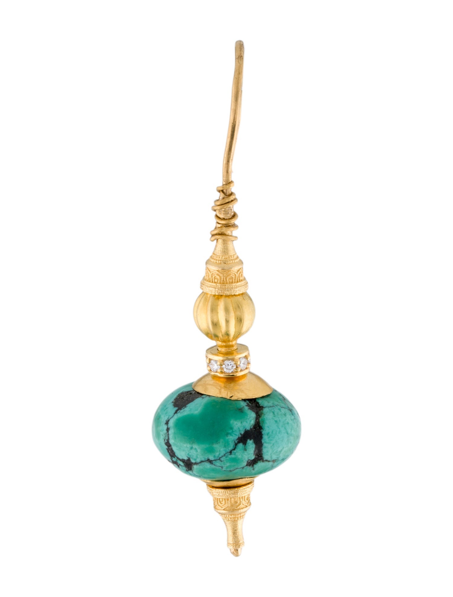 Earrings Turquoise & Diamond Single Drop Earring