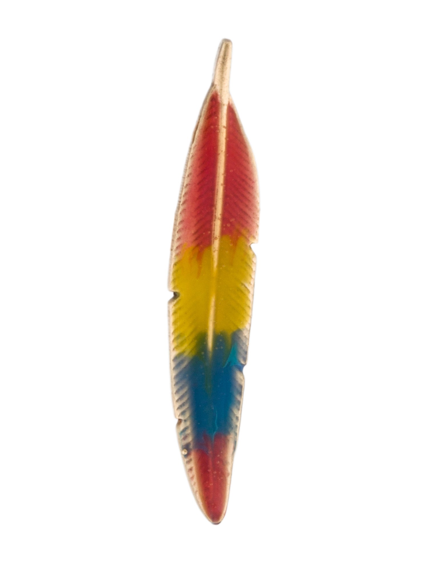 Earrings 14K Enamel Feather Single Stud Earring