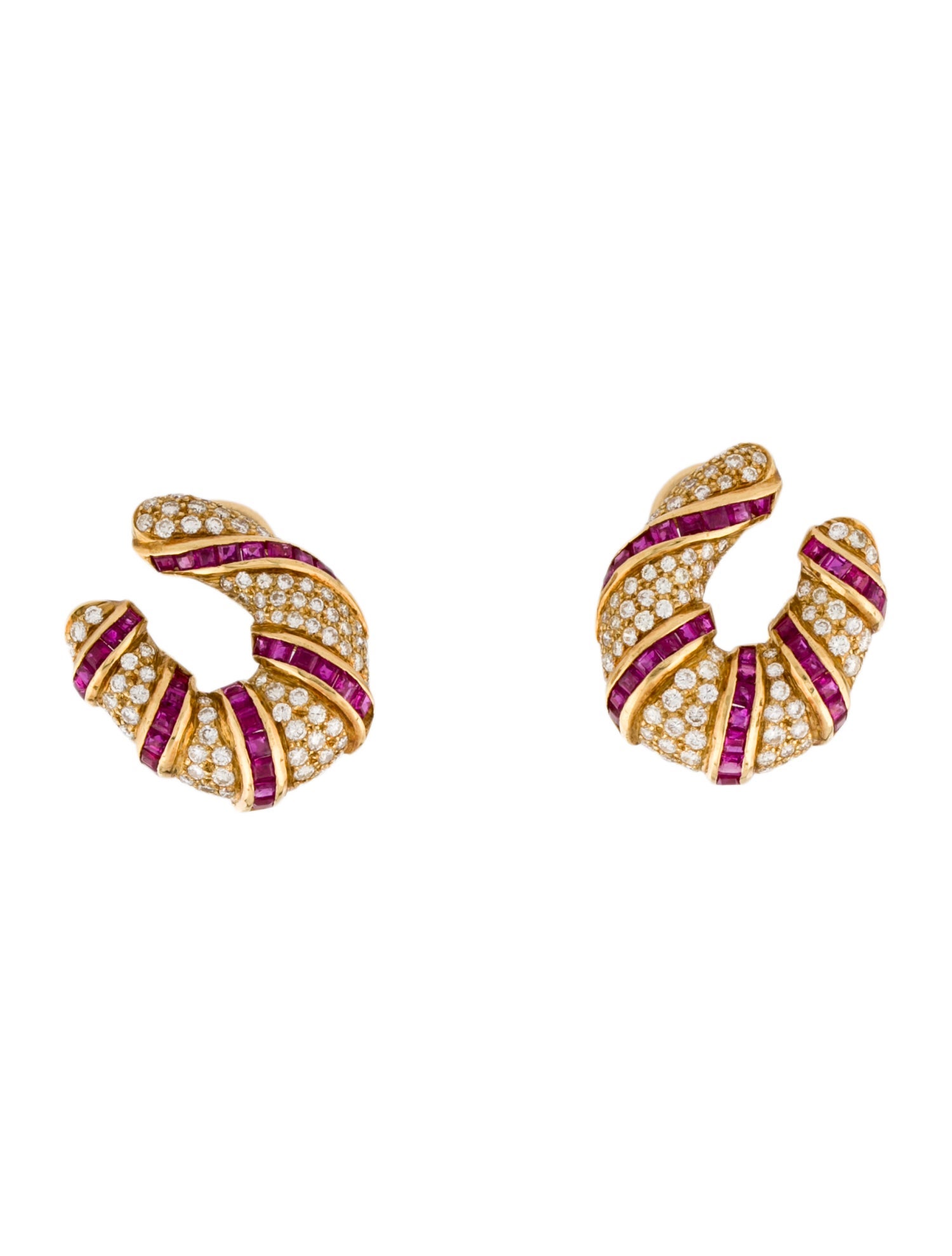 Earrings 18K 1.56ctw Ruby & Diamond Earclips