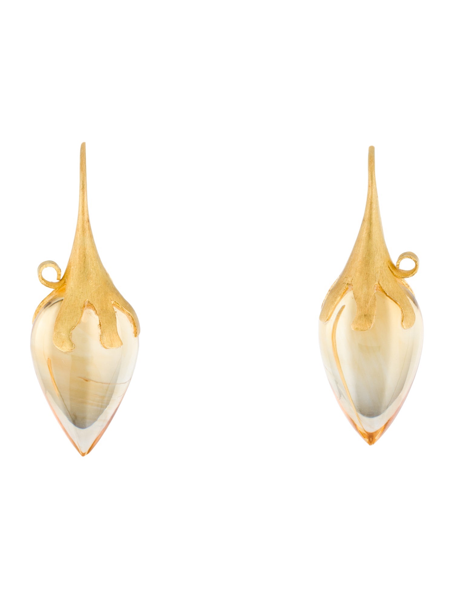 Earrings 20K Citrine Acorn Drop