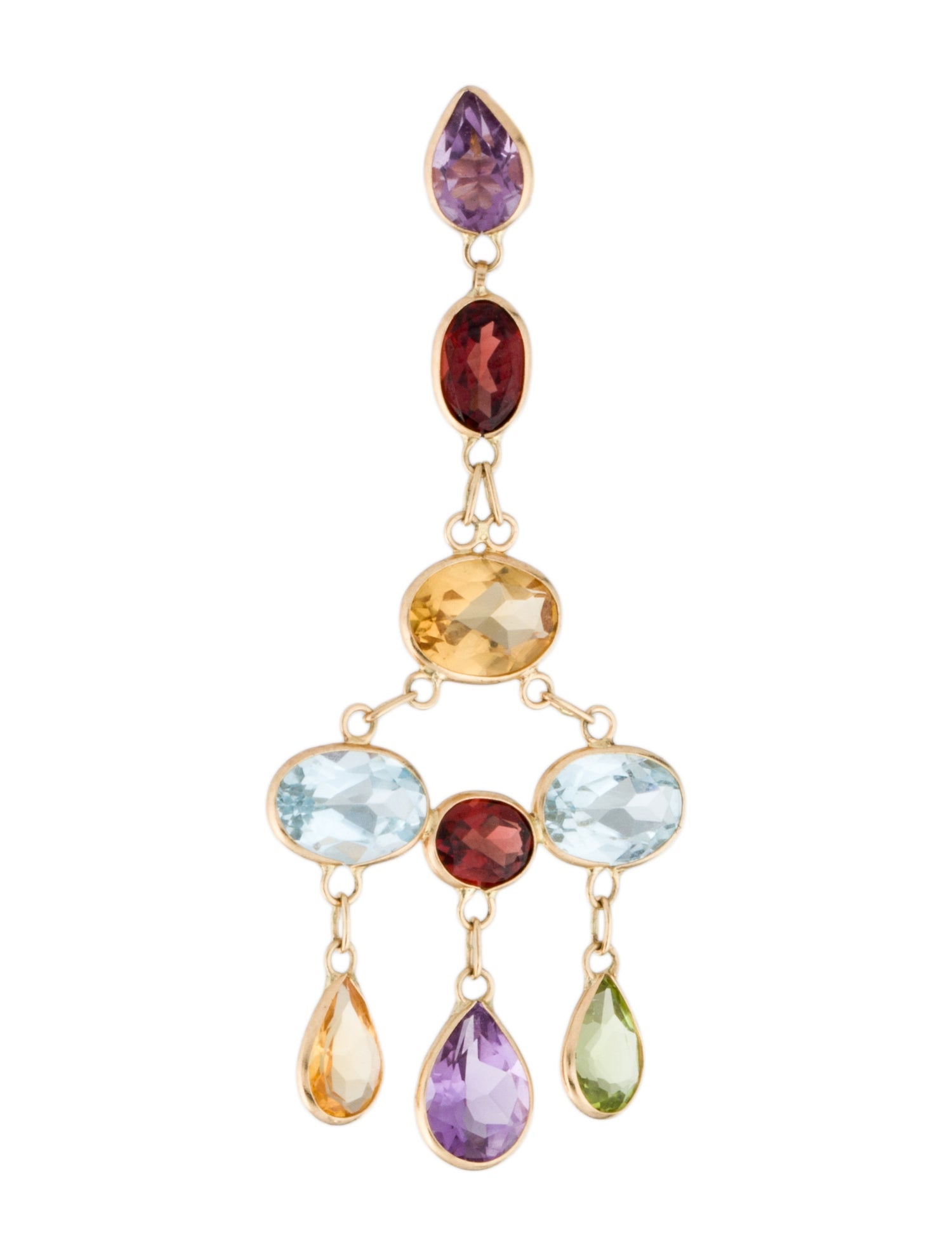 Earrings 14K Multi-Stone Chandelier Single Earring
