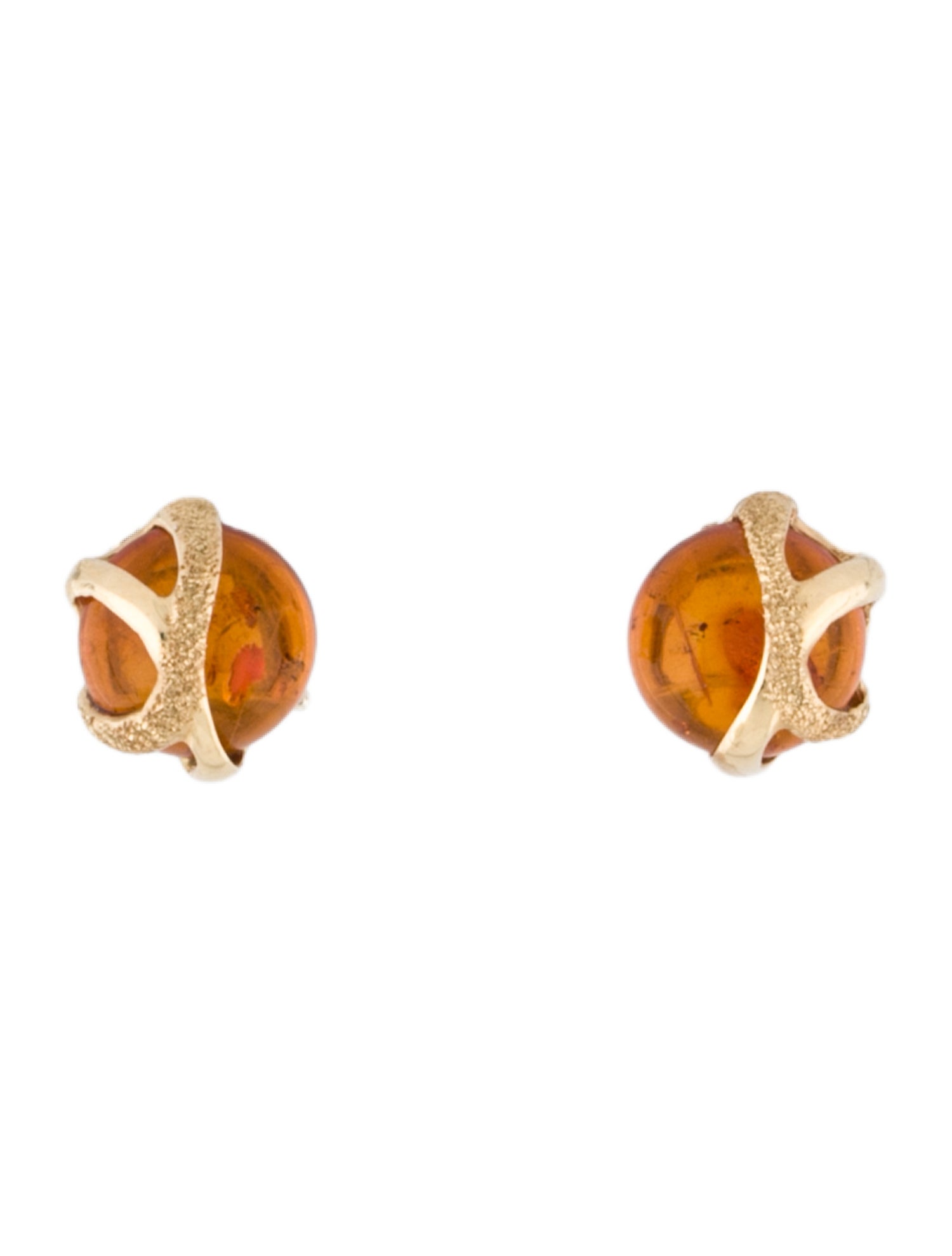 Earrings 14K Amber Clip-On
