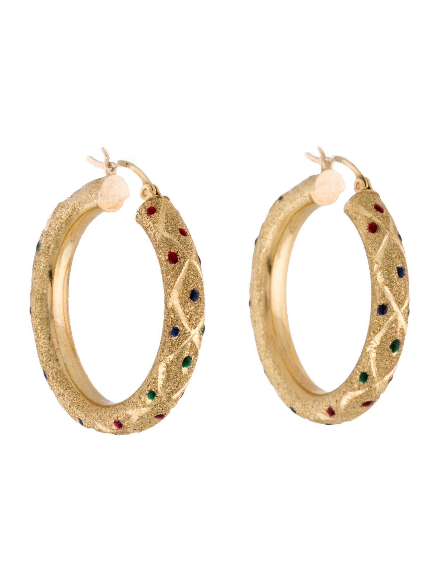 Earrings 14K Enamel Hoop