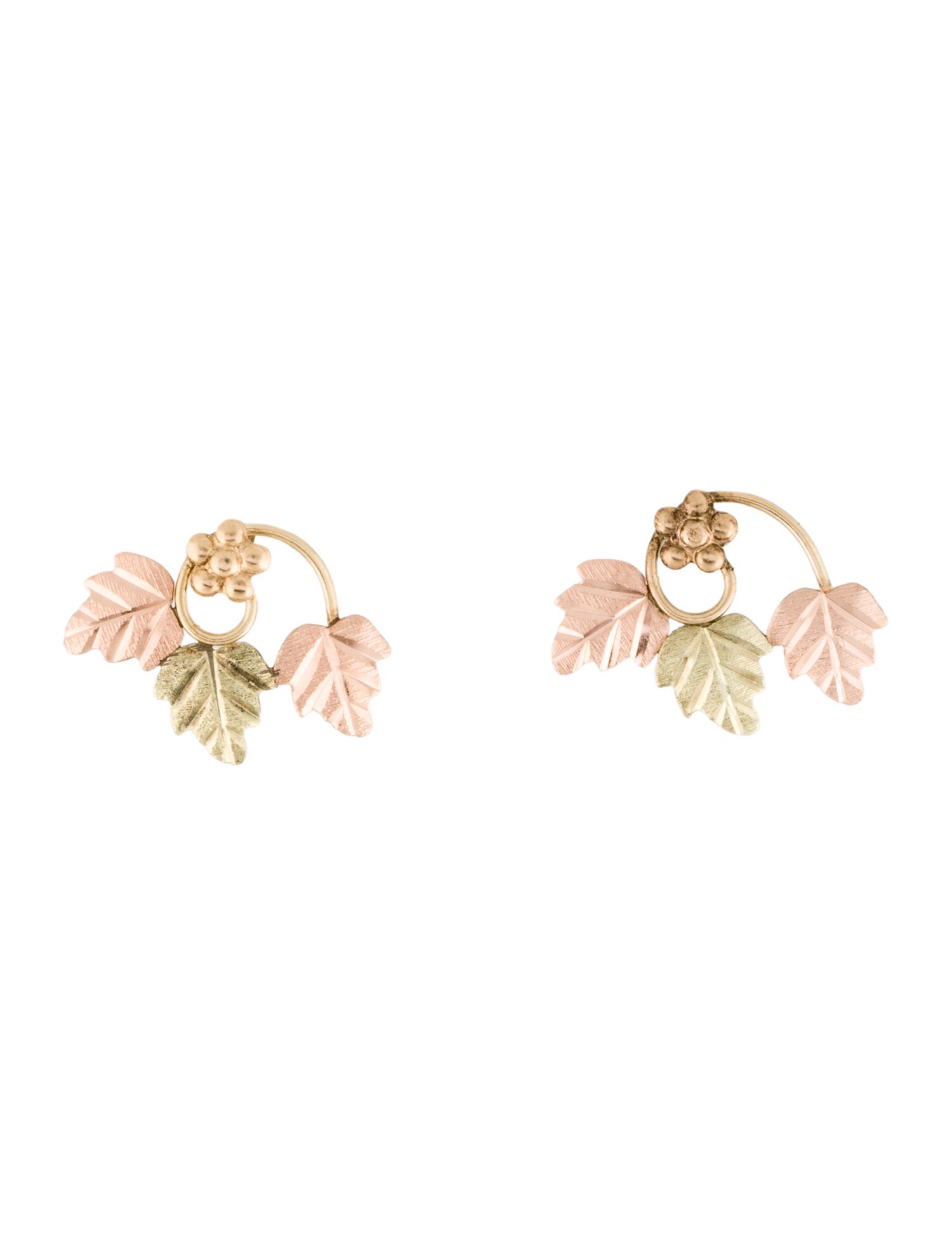 Earrings Two-Tone Leaf Stud