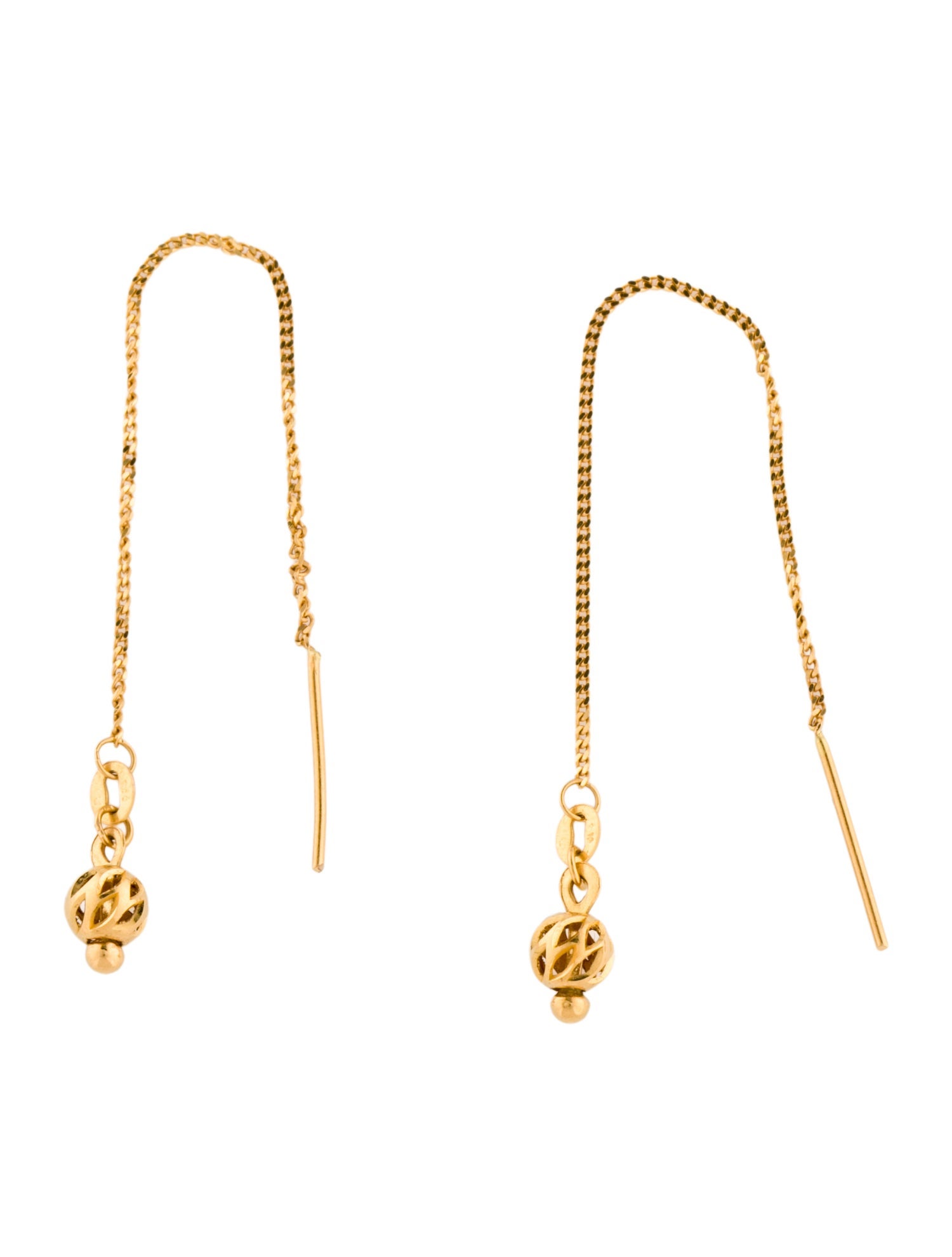 Earrings 22K Threader Chain Drop