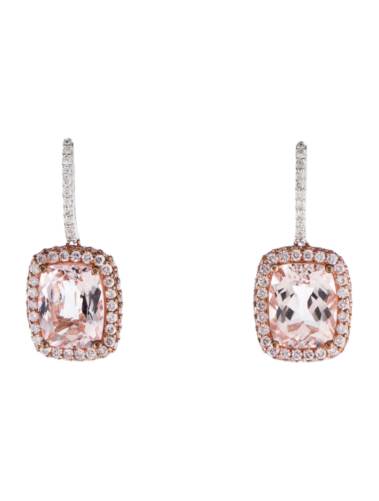 Earrings 14K 3.64ctw Morganite & Diamond Drop