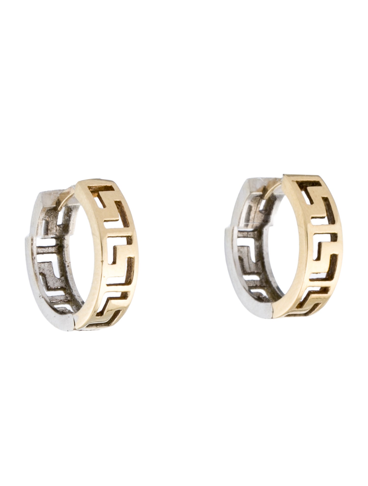 Earrings 14K Two-Tone Cut-Out Huggie Earrings
