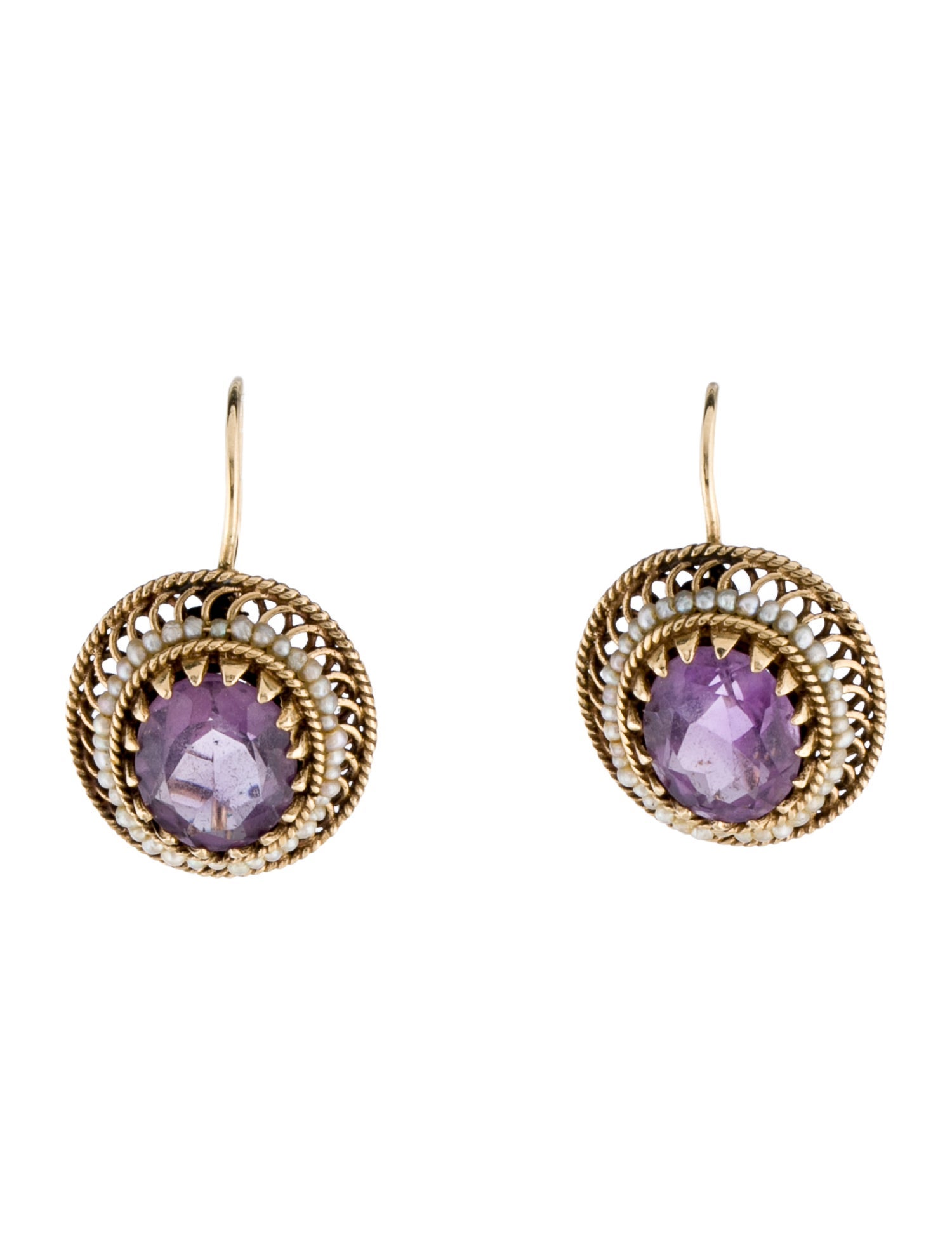 Earrings 14K Pearl & Amethyst Drop