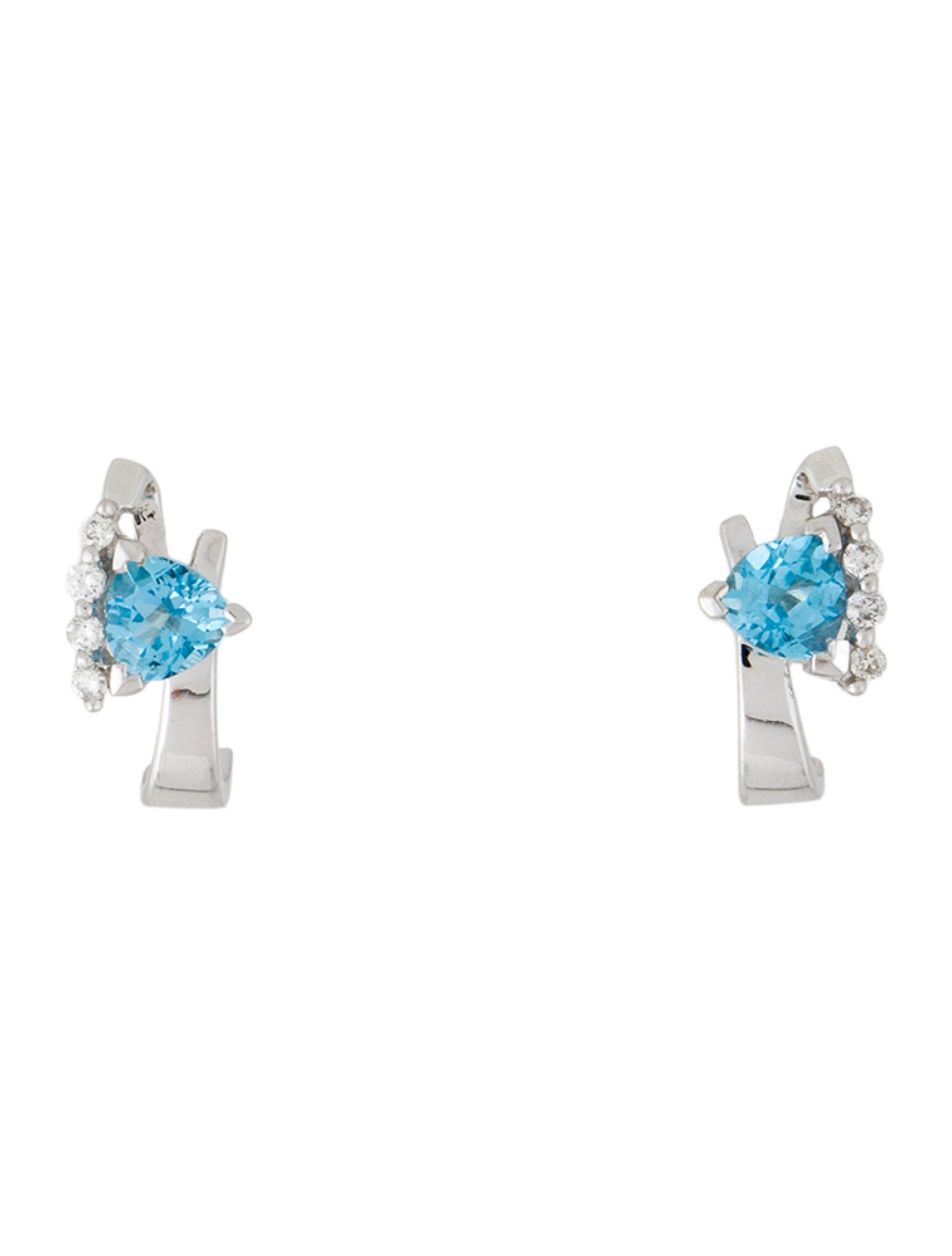 Earrings 14K Topaz & Diamond Curved Stud