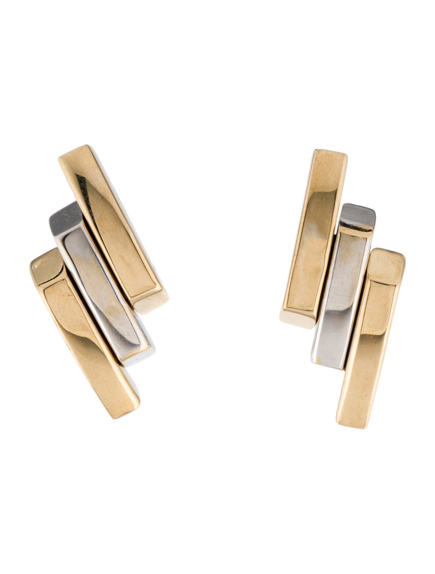 Earrings 14K Two-Tone Bar Earclips