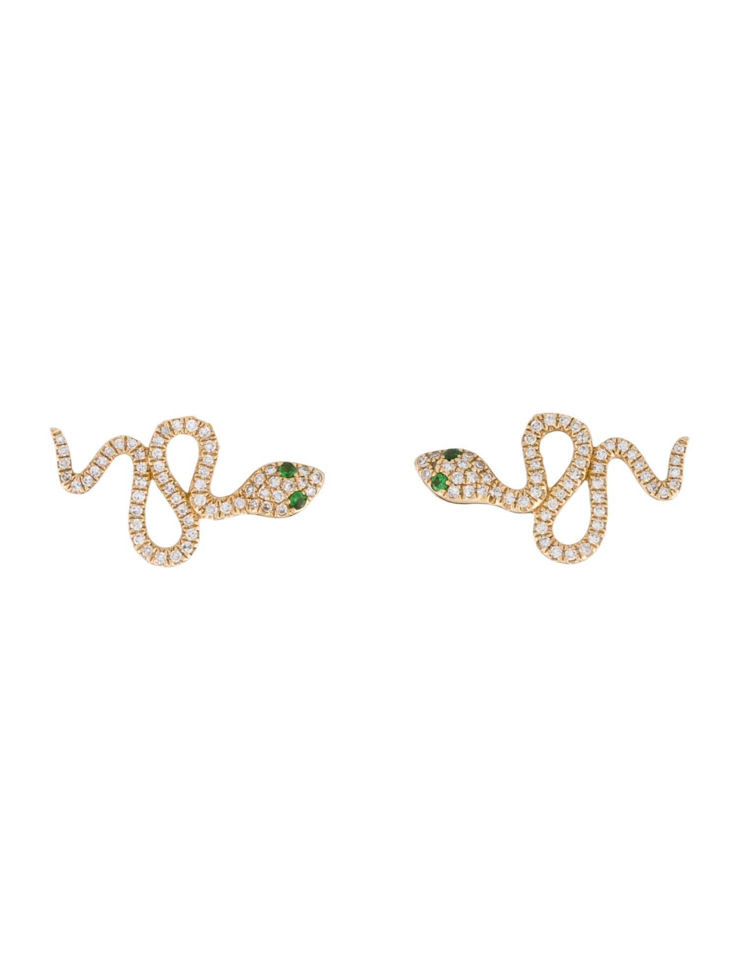 Earrings 14K Tsavorite Garnet & Diamond Snake Stud