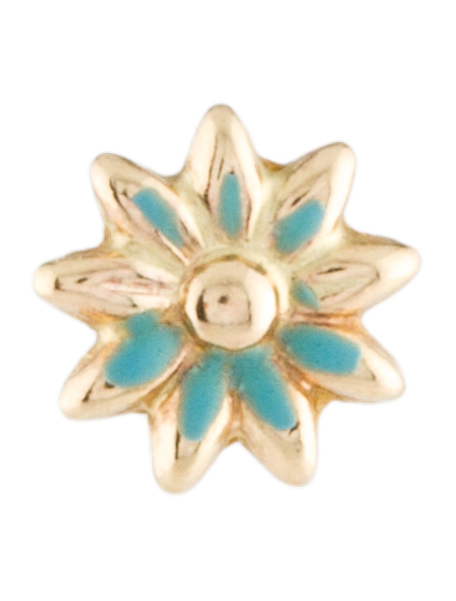 Earrings 14K Enamel Flower Single Earring