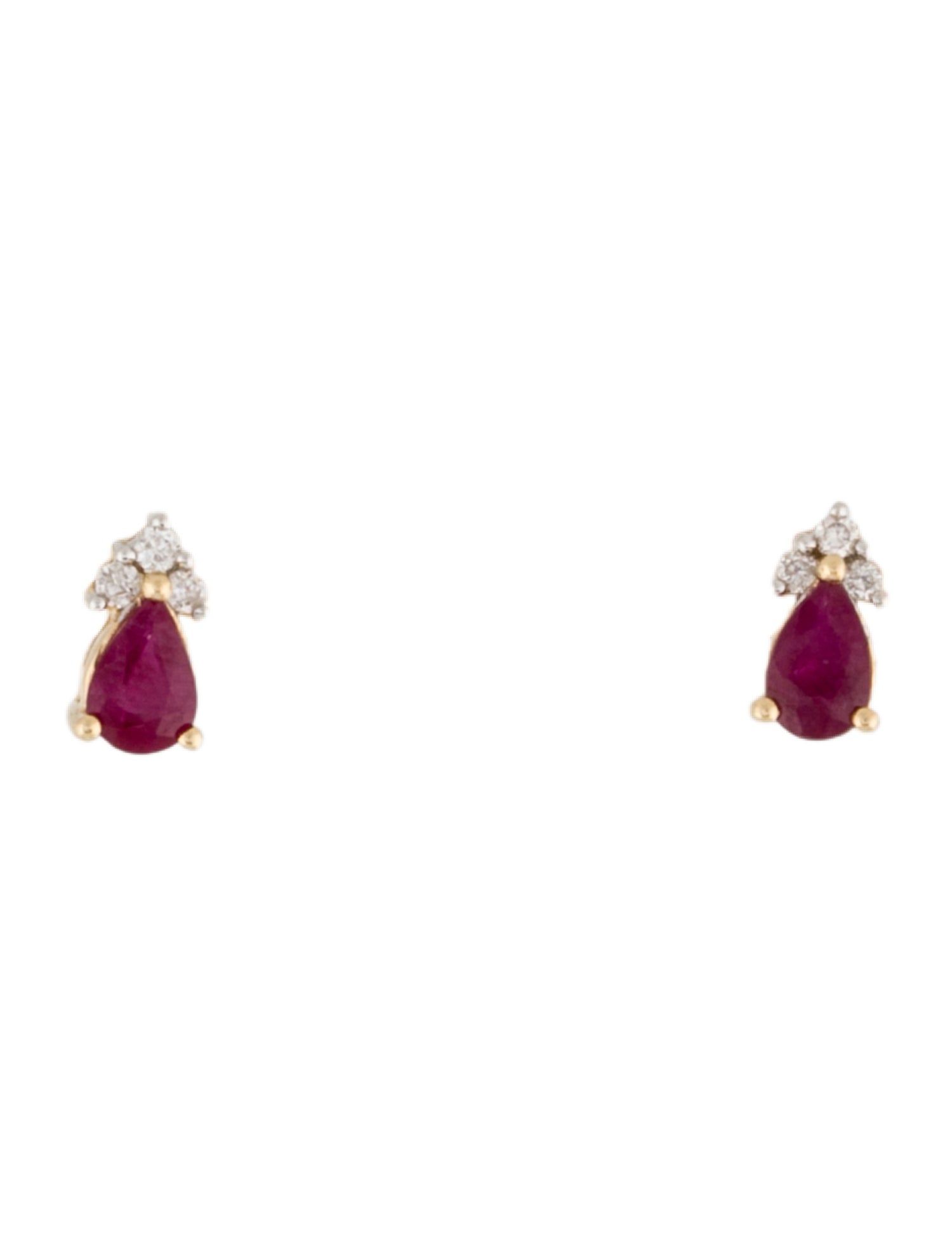 Earrings 14K Ruby & Diamond Stud Earrings