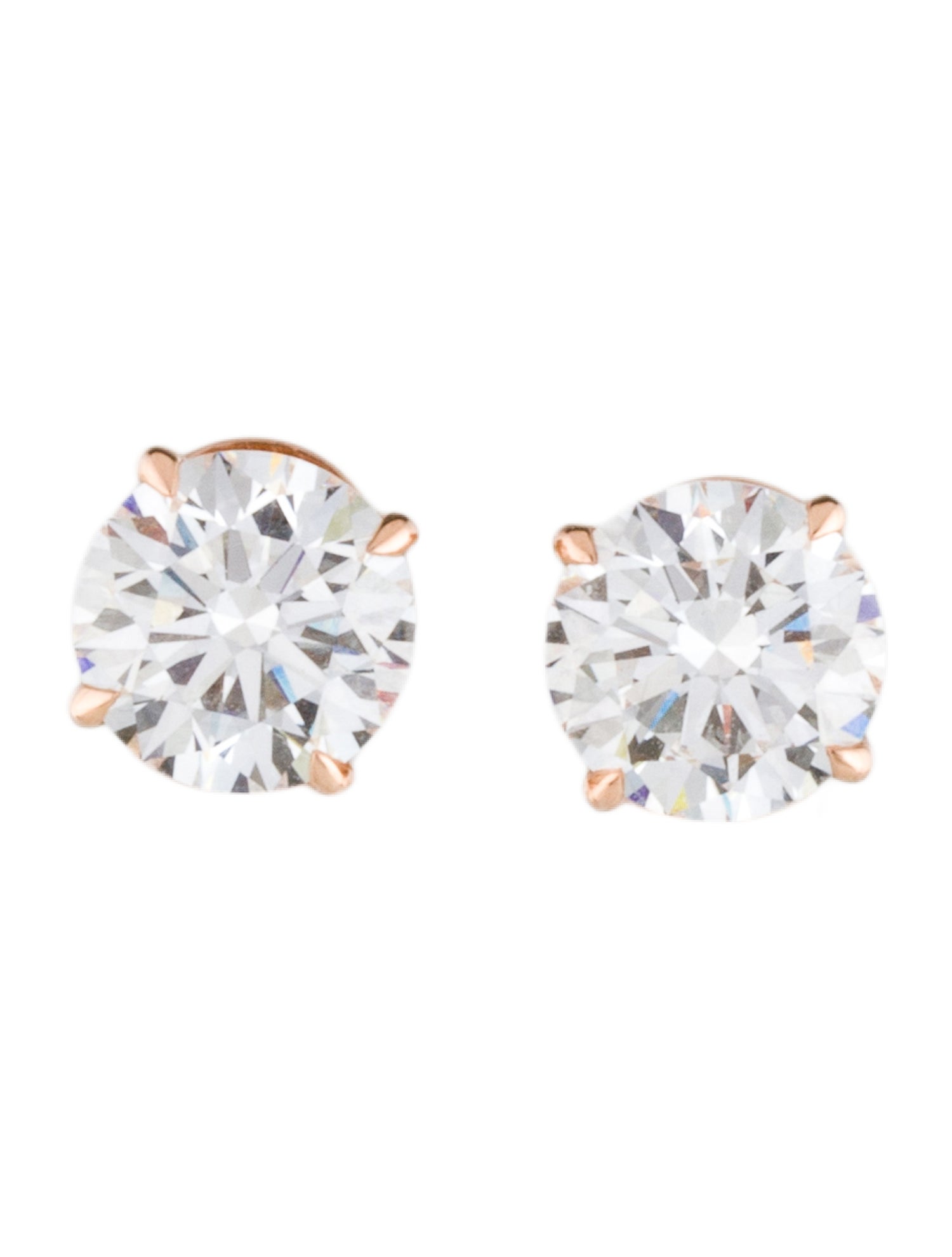 Earrings 14K 4.09ctw Lab-Grown Diamond Solitaire Stud Earrings