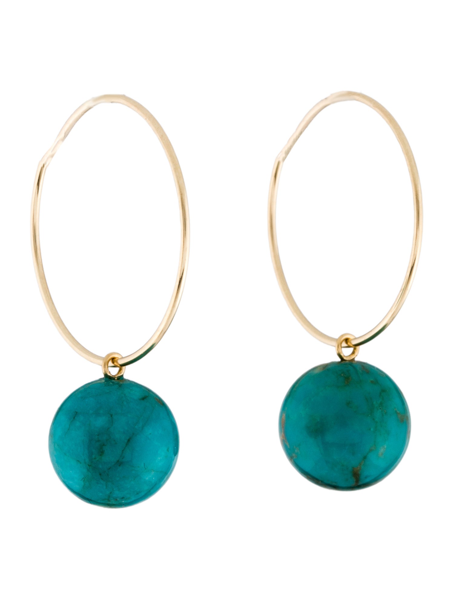 Earrings 14K Turquoise Hoop Drop