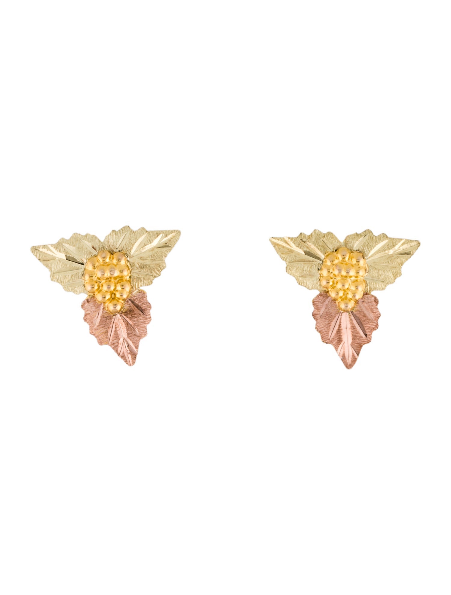 Earrings 10K Tri-Tone Floral Stud
