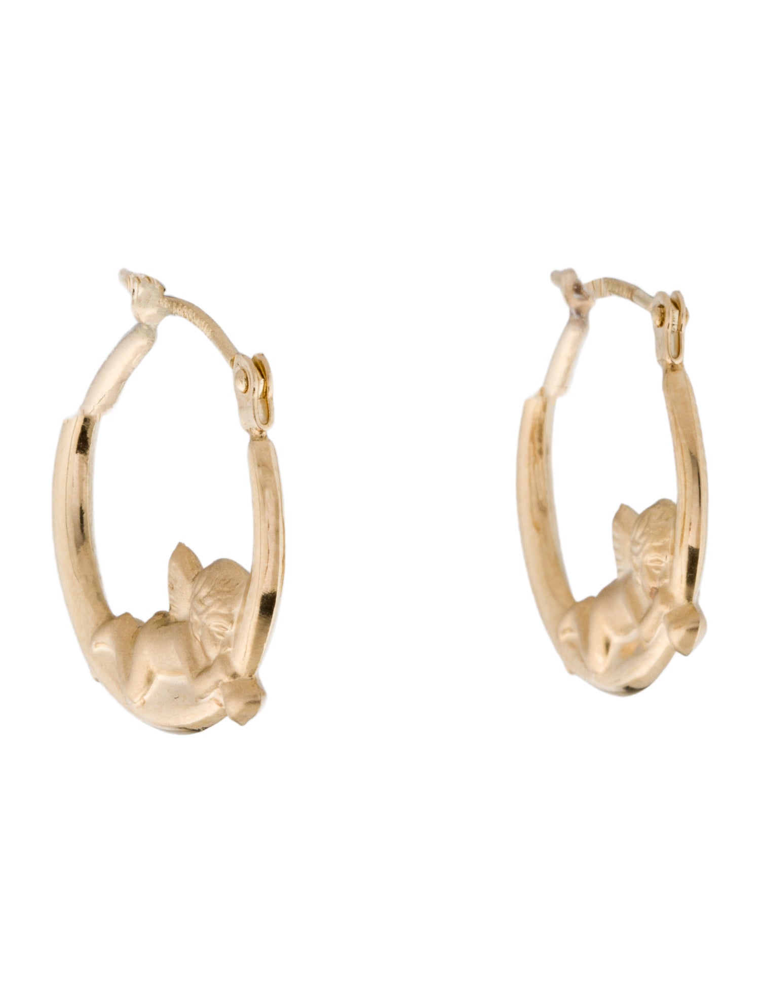 Earrings 14K Cherub Hoop