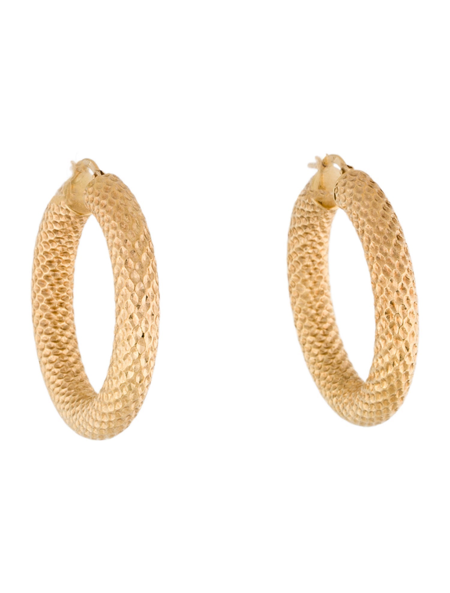 Earrings 18K Textured Hoops