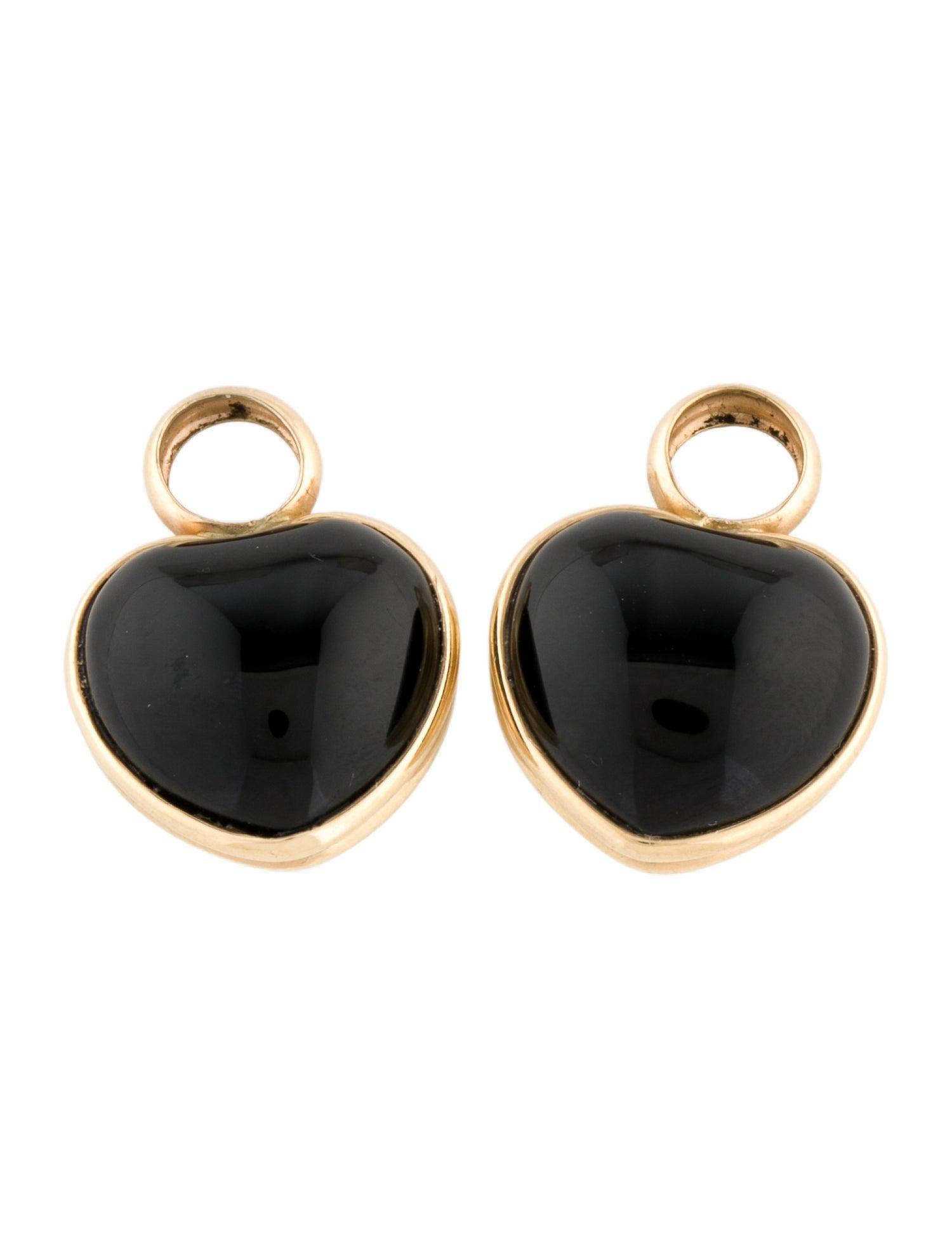 Earrings 14K Pearl & Onyx Heart Earring Enhancers
