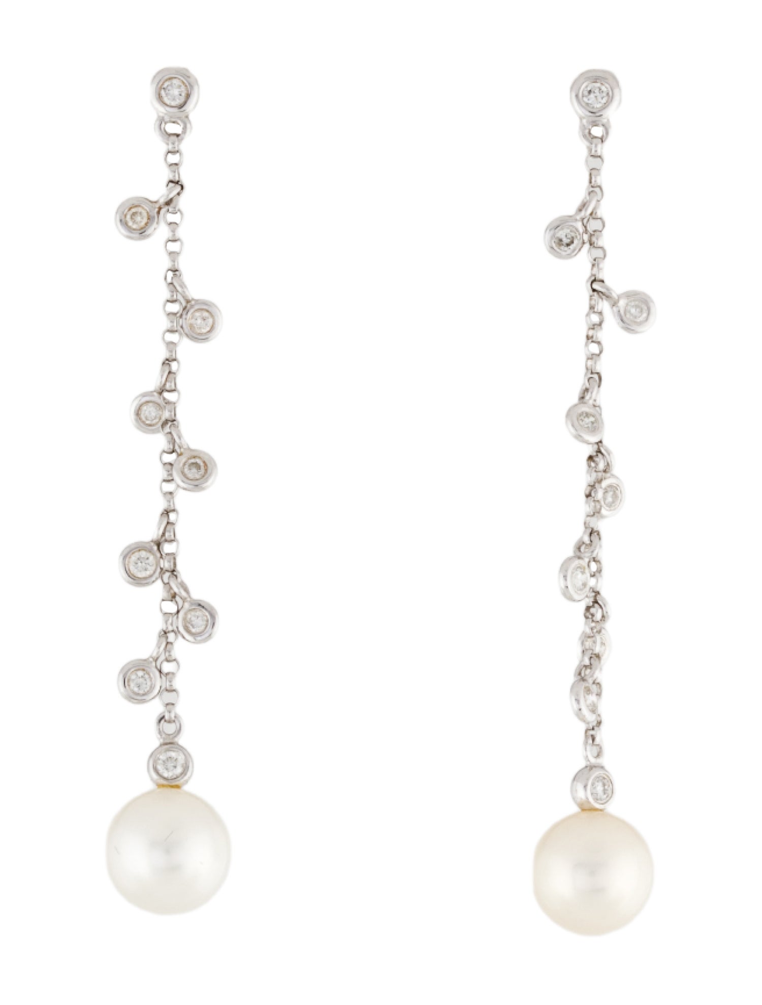 Earrings 14k Pearl & Diamond Drop
