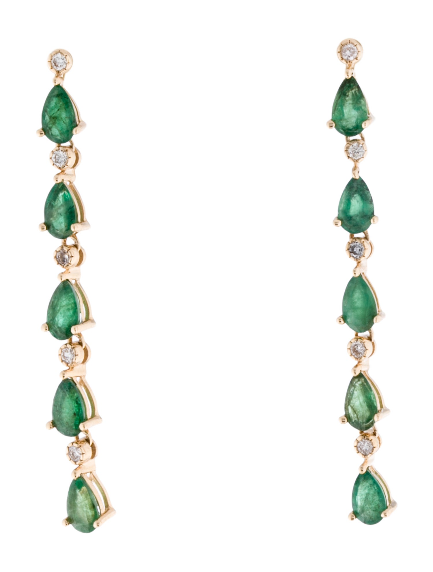 Earrings 14K 1.35ctw Emerald & Diamond Drop