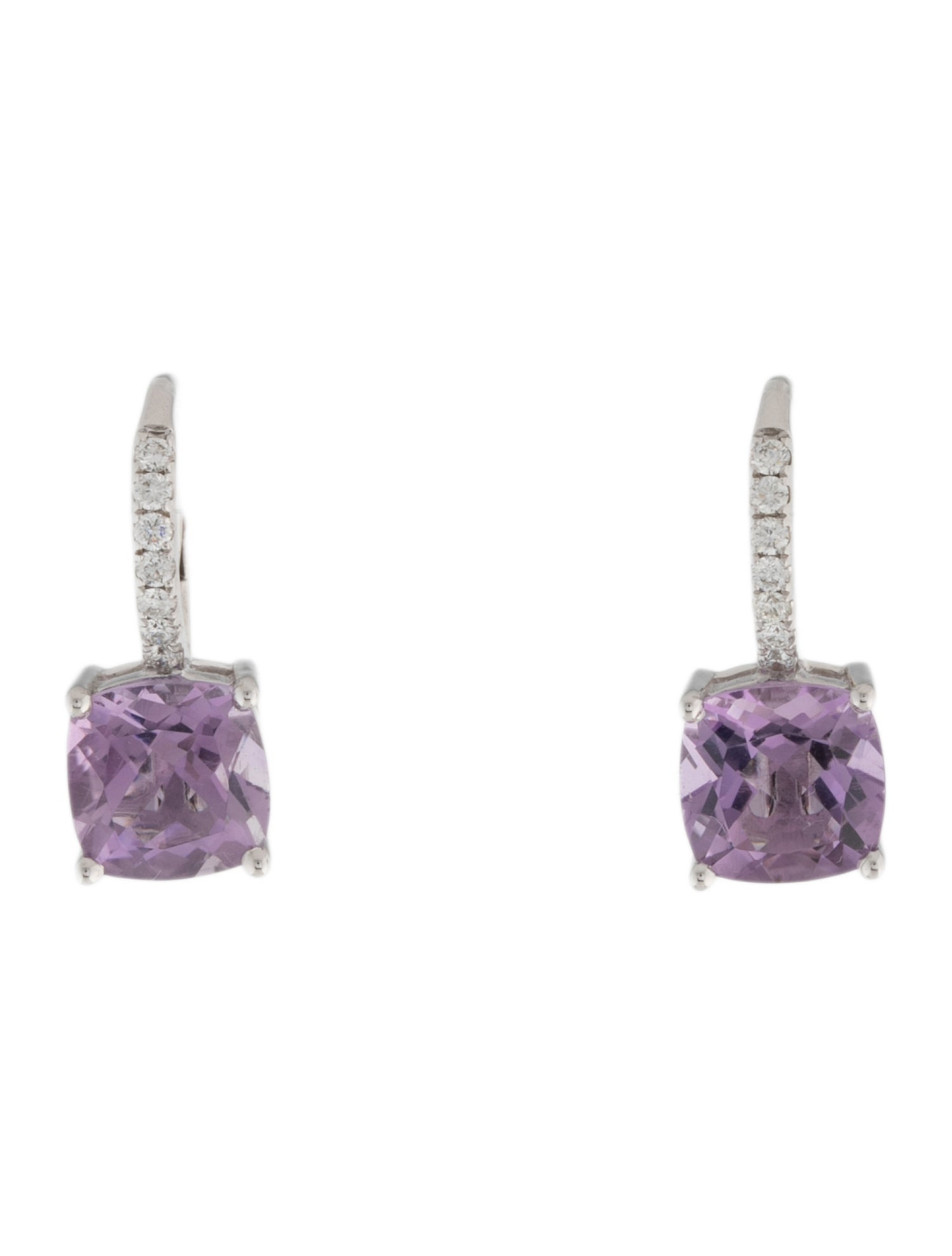 Earrings 14K Amethyst & Diamond Drop