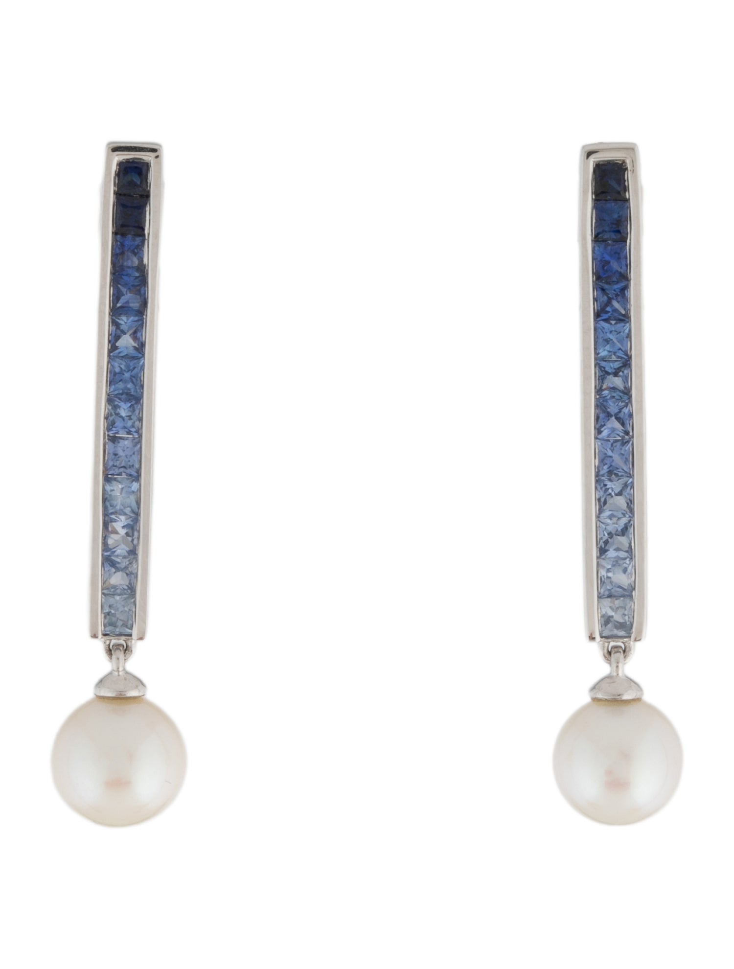 Earrings 18K Pearl & Sapphire Drop