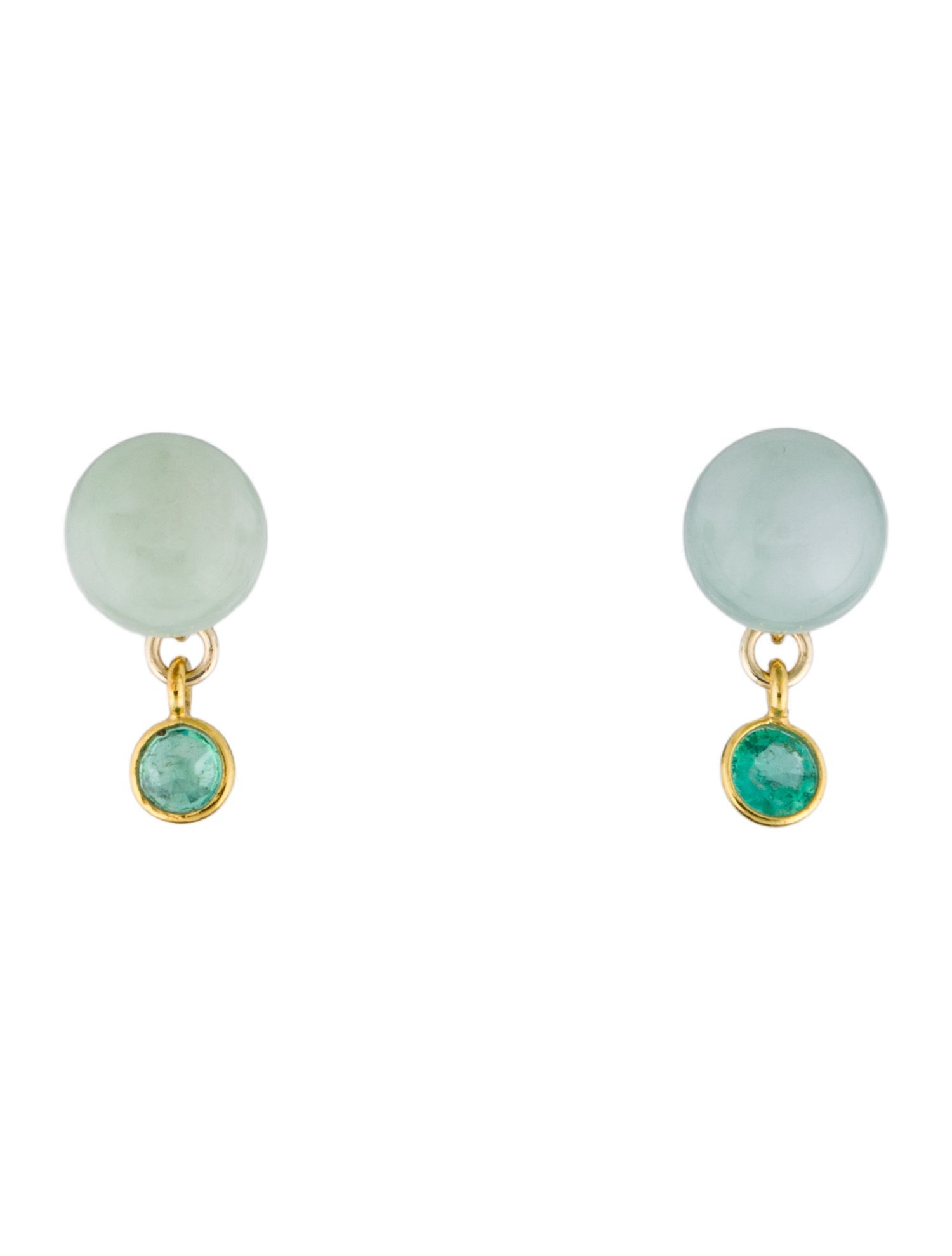 Earrings 18K Jadeite & Emerald Drop