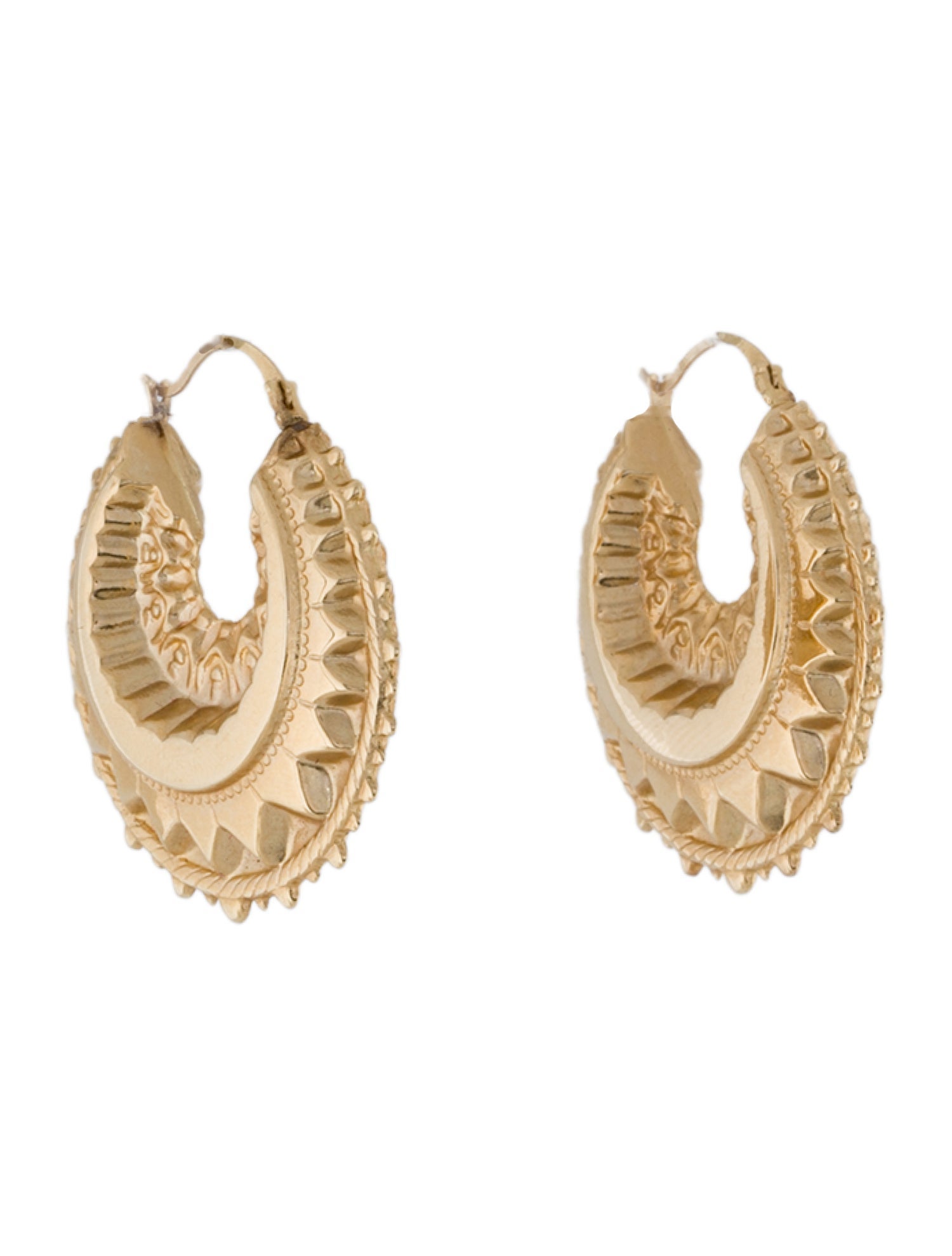 Earrings 14K Hollow Textured Hoop