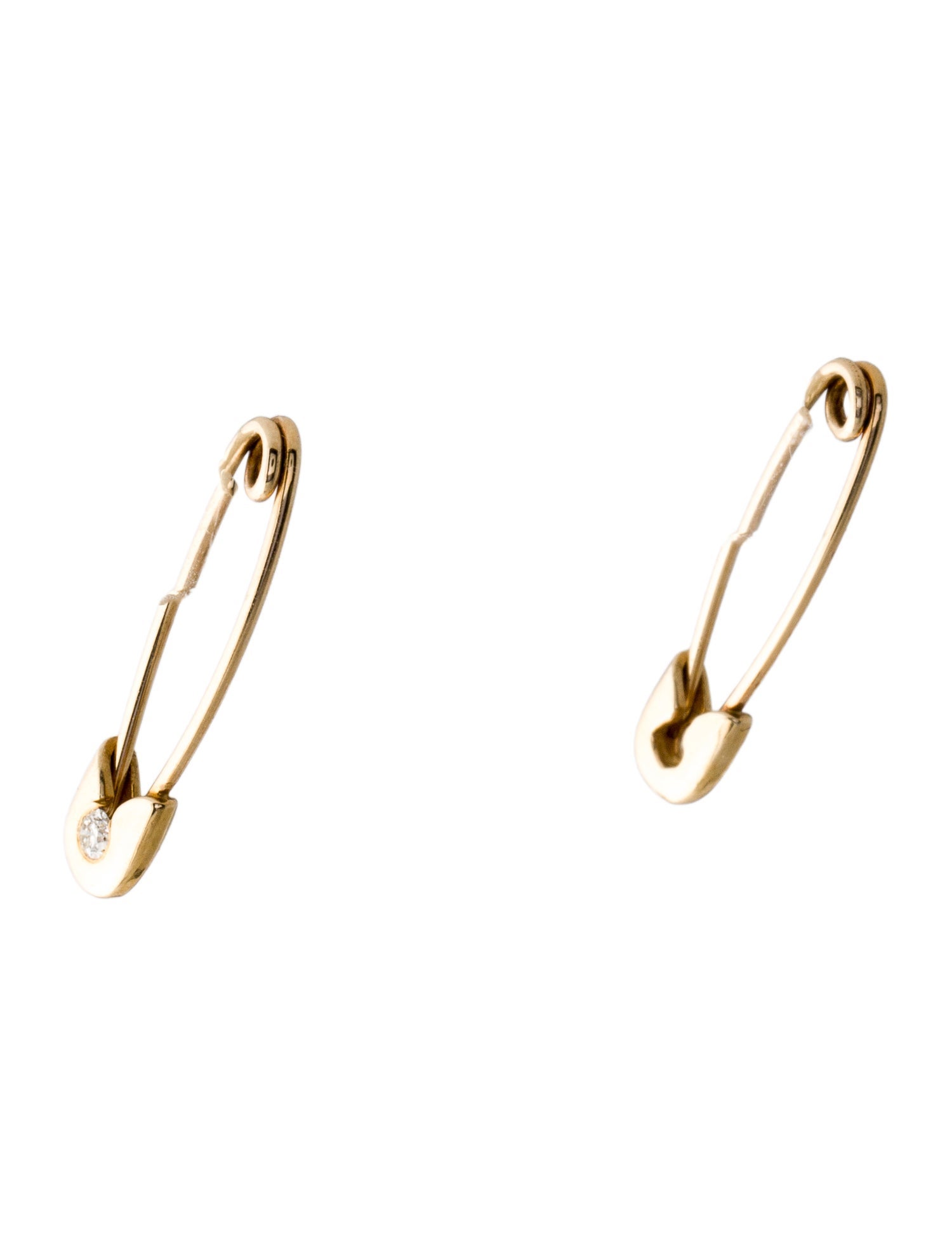 Earrings 14K Diamond Safety Pin