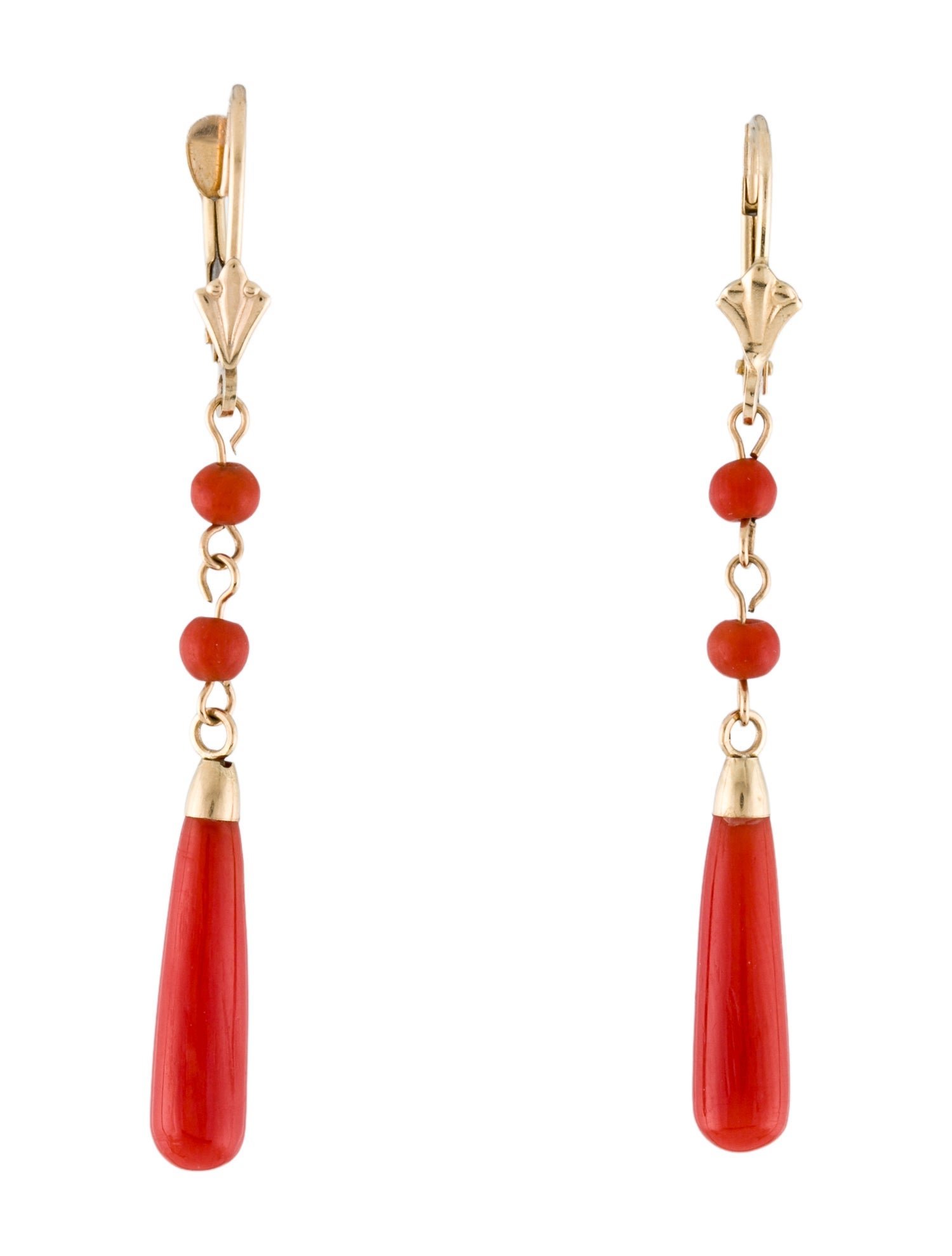 Earrings 14K Coral Drop