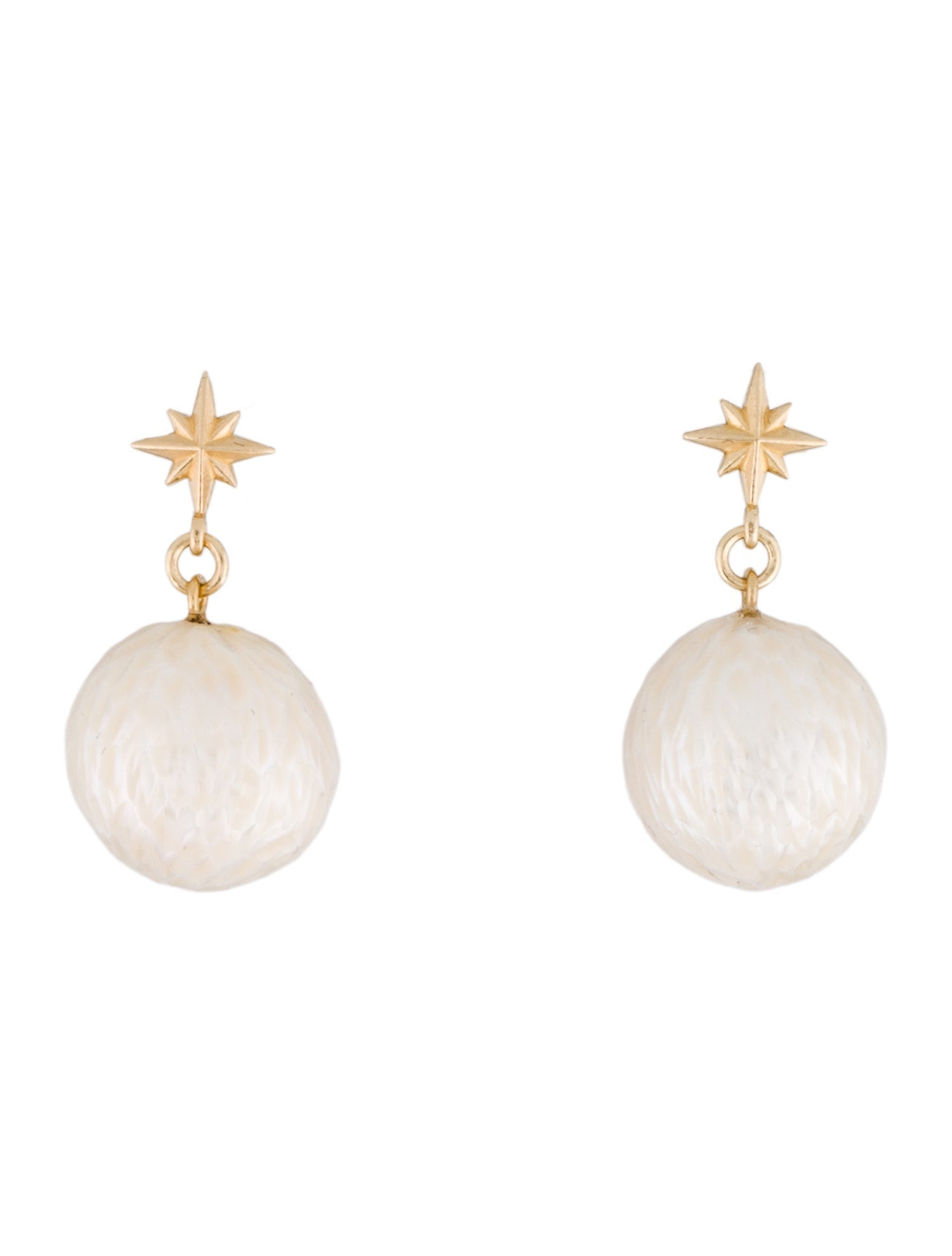 Earrings 14K Faceted Pearl Drop