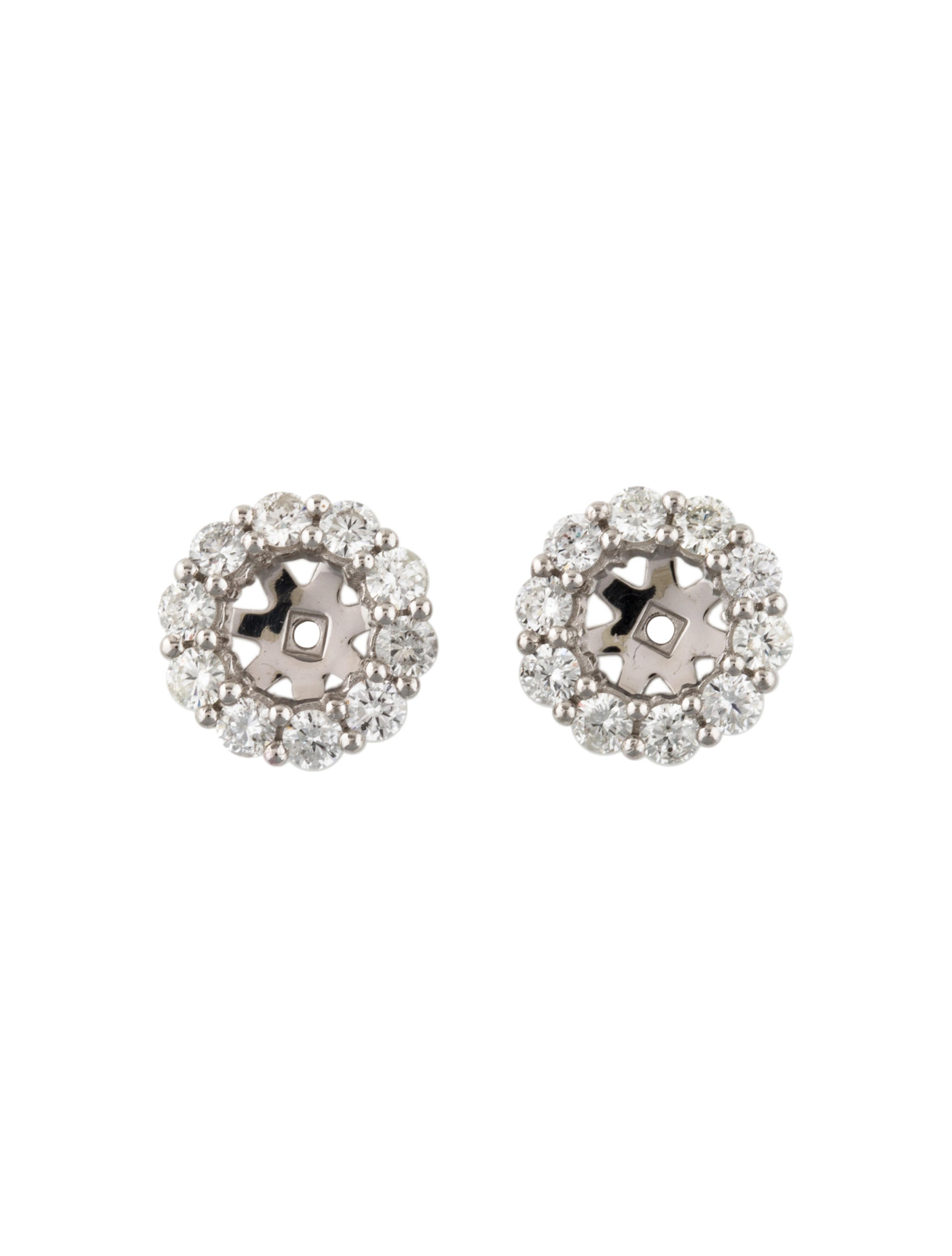 Earrings 14K Diamond Halo Earring Jackets 14K White Gold Earring
