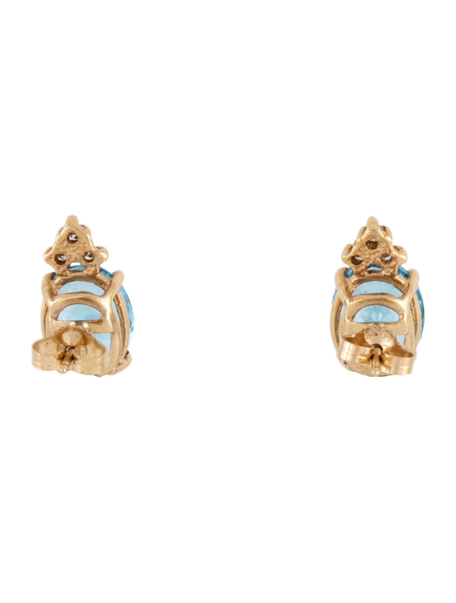 Earrings 14K Topaz $ Diamond Stud Earrings