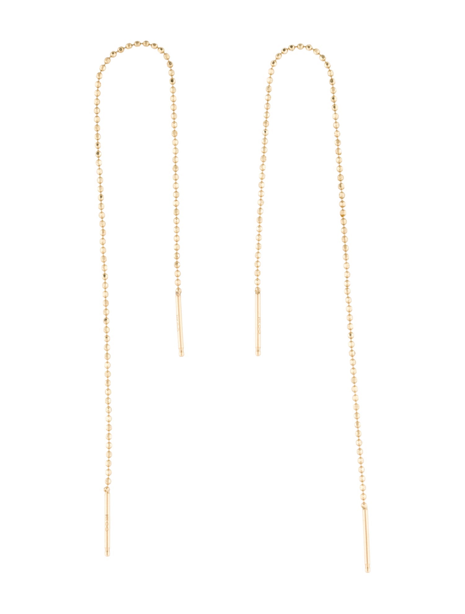 Earrings 14K Beaded Threader Drop