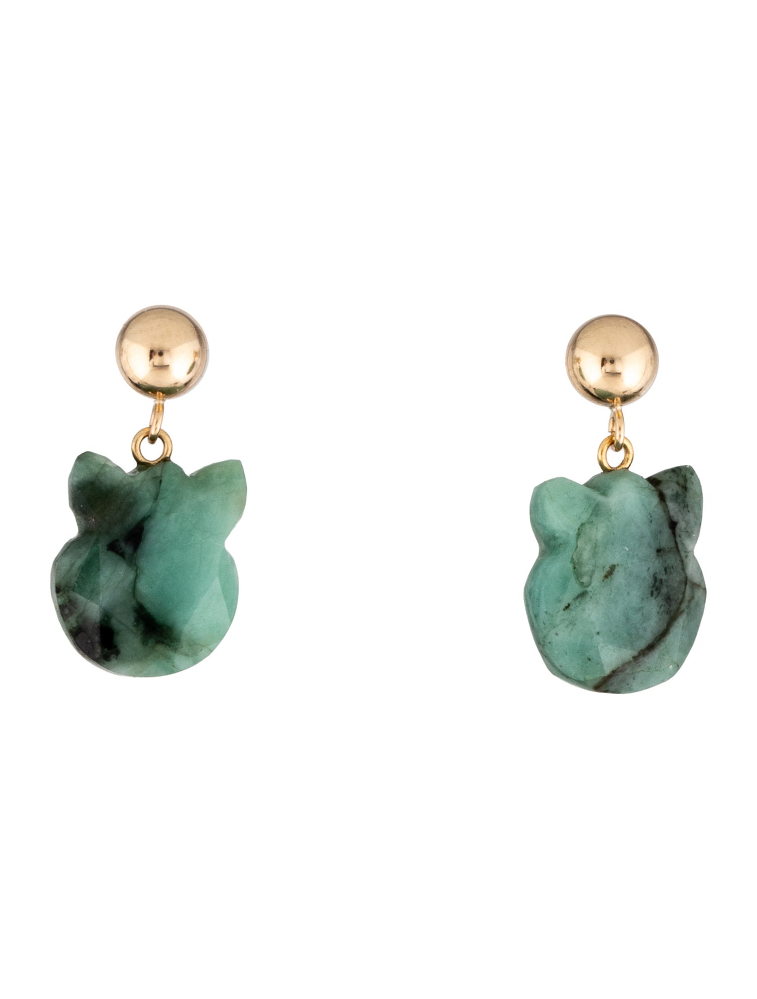 Earrings 14K Emerald Cat Drop