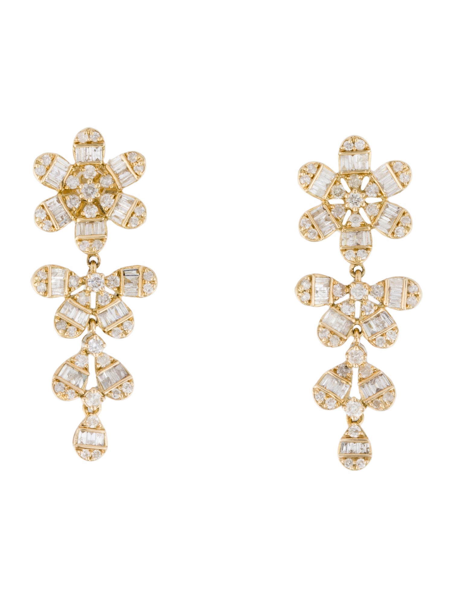 Earrings 14K 1.21ctw Diamond Flower Drop Earrings