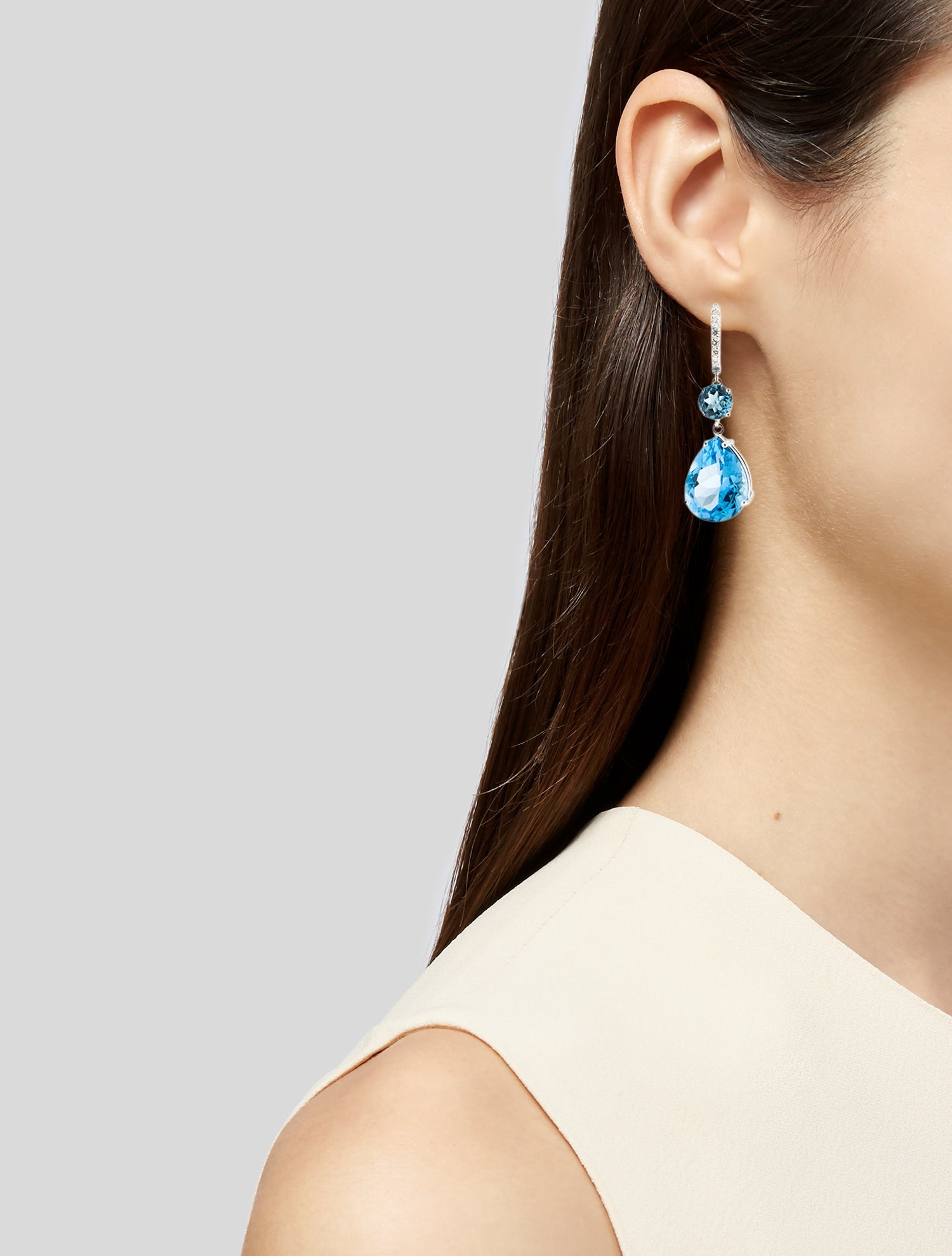 Earrings 14K Topaz & Diamond Drop