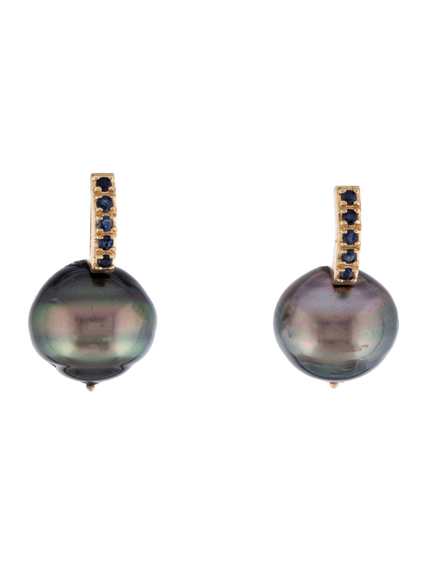 Earrings 14K Dyed Pearl & Sapphire Drop