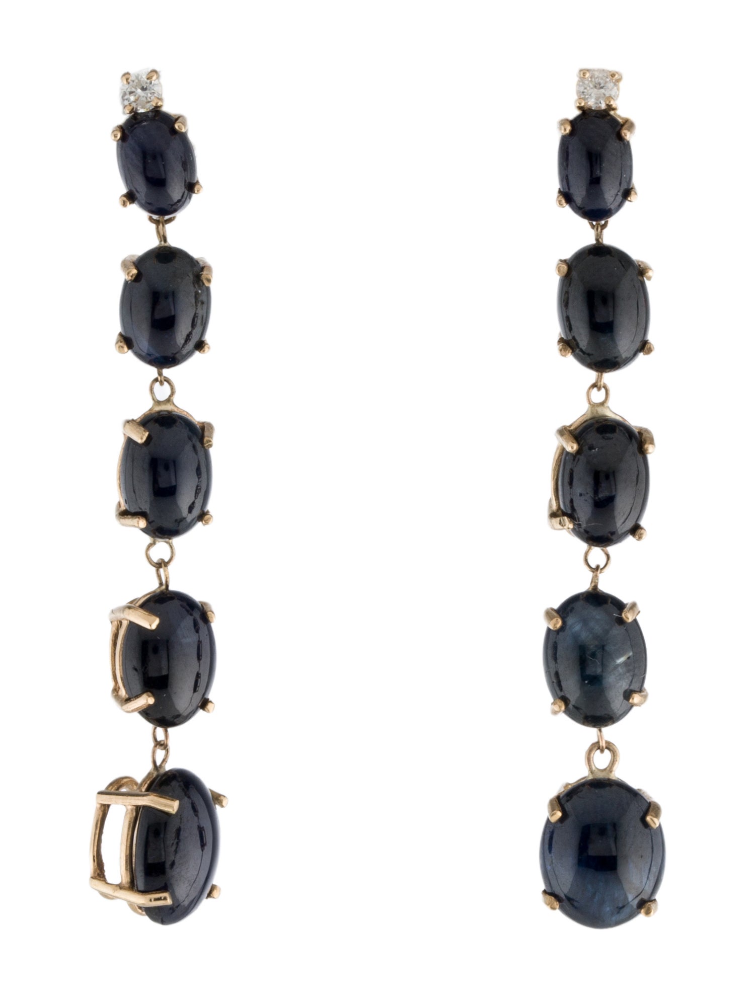 Earrings 14K 16.10ctw Sapphire & Diamond Drop