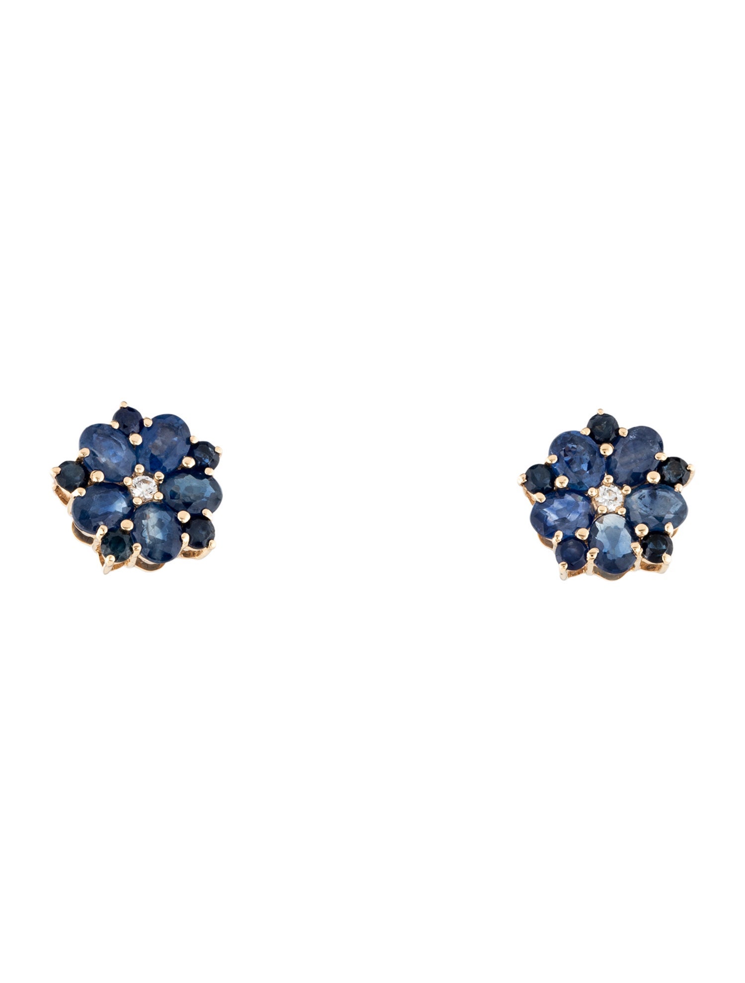 Earrings 14K 1.97ctw Sapphire Flower Stud