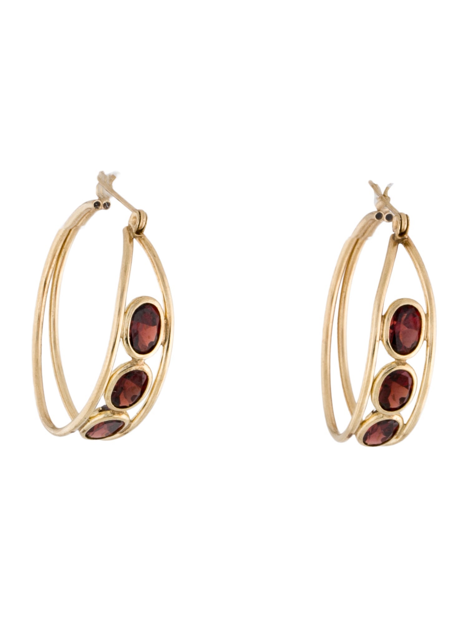 Earrings 10K Garnet Hoop