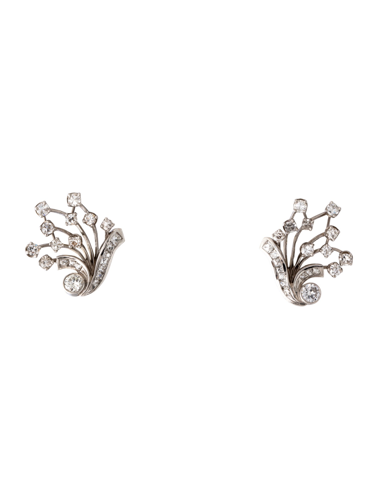 Earrings Platinum 1.82ctw Diamond Earclips