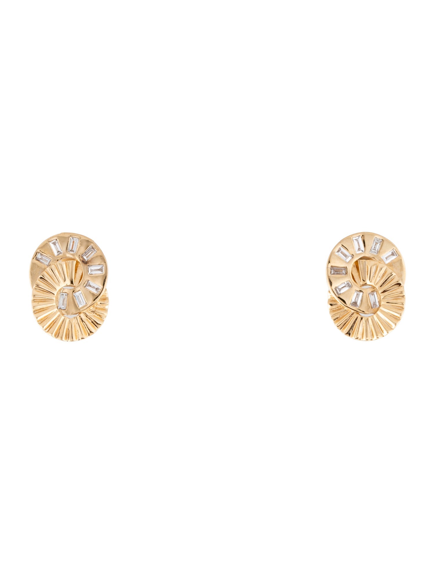 Earrings 14K Diamond Double Circle Stud